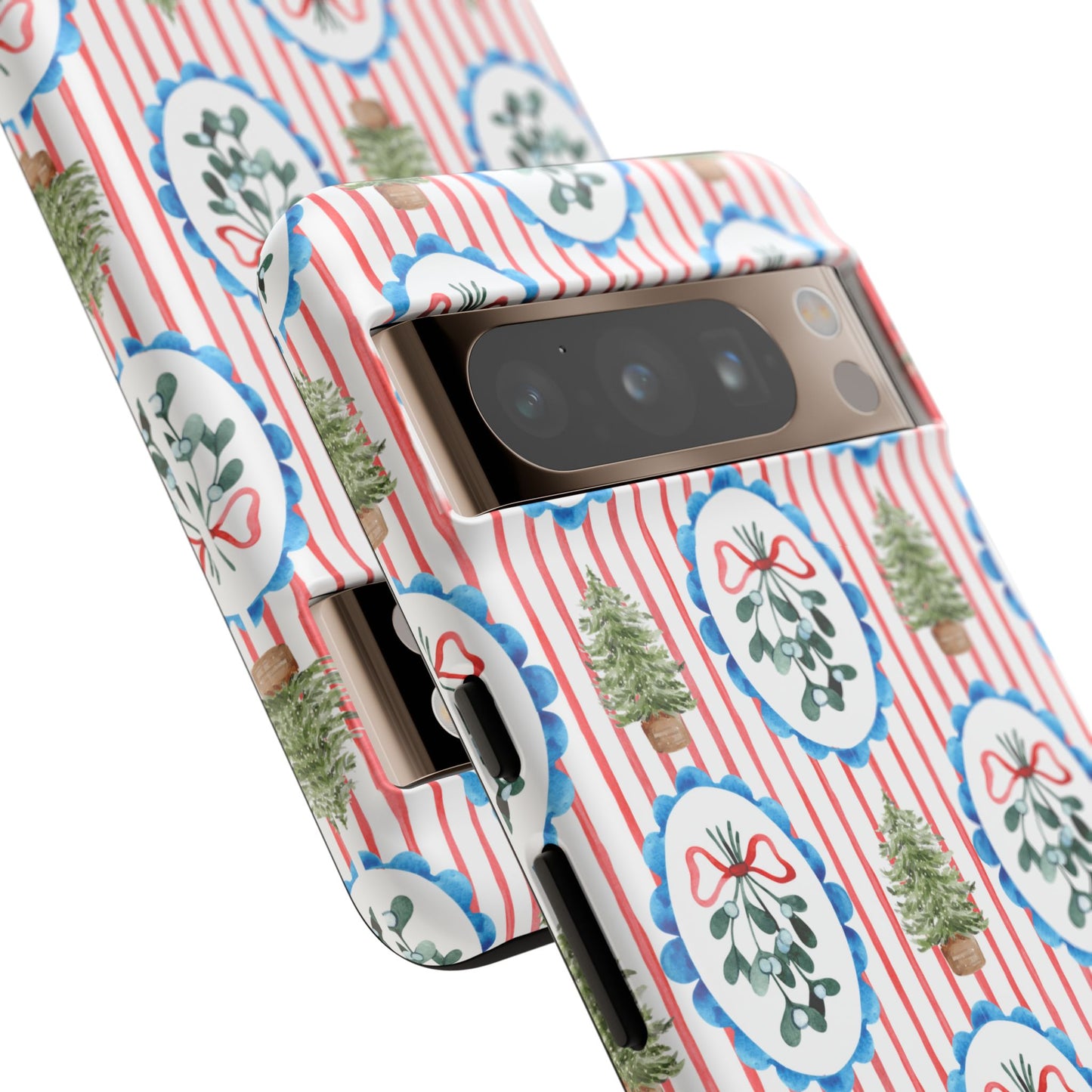 Christmas Wreath & Tree Pattern Phone Case — Festive Holiday Tough Case