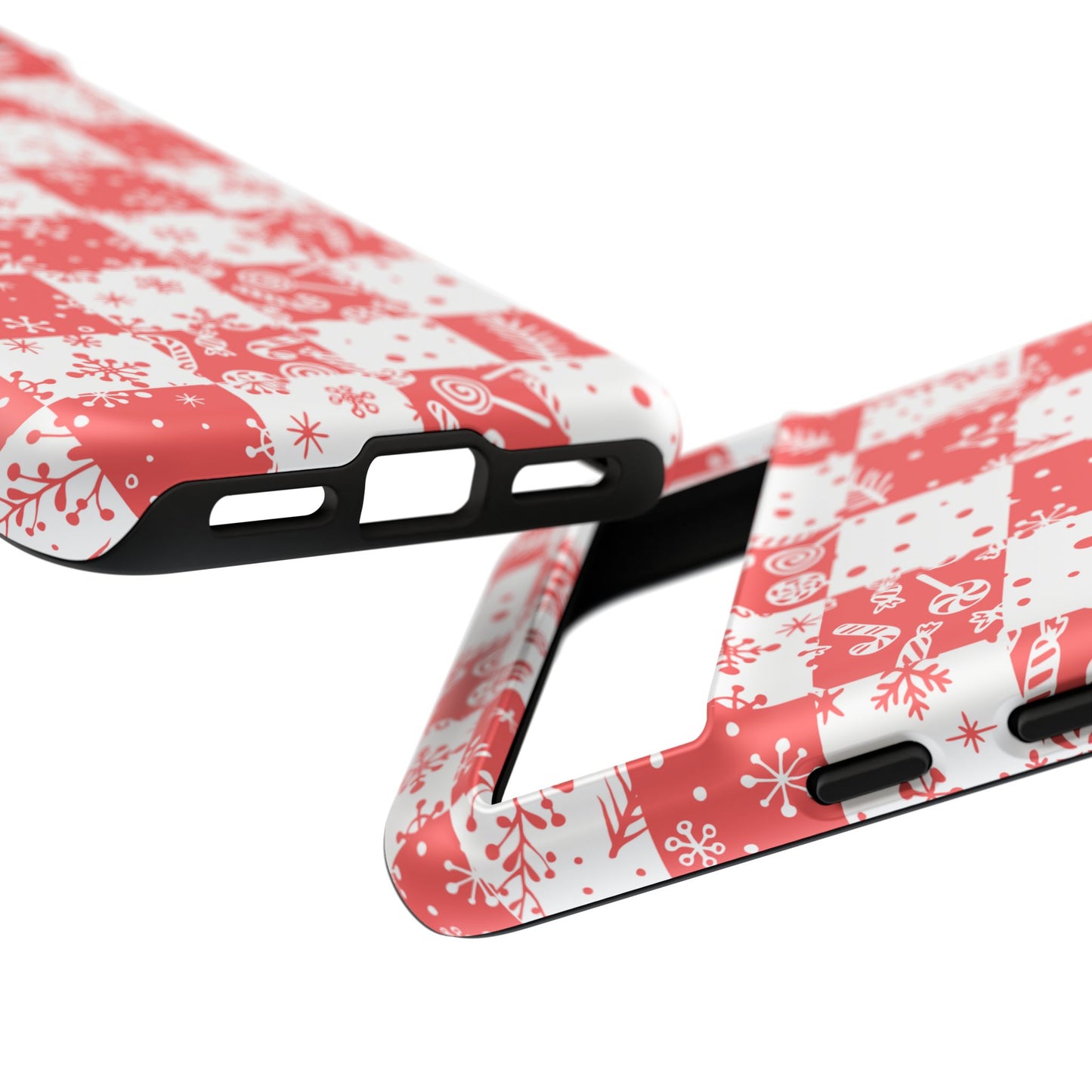 Christmas Red Buffalo Check Phone Case - Holiday Snowflake Pattern Tough Case