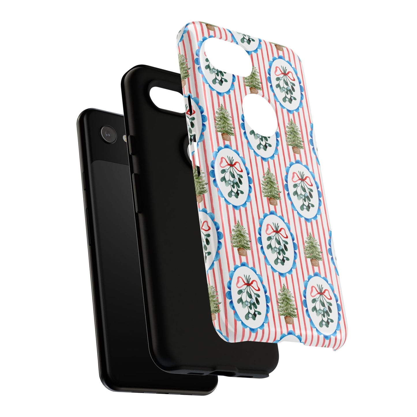 Christmas Wreath & Tree Pattern Phone Case — Festive Holiday Tough Case