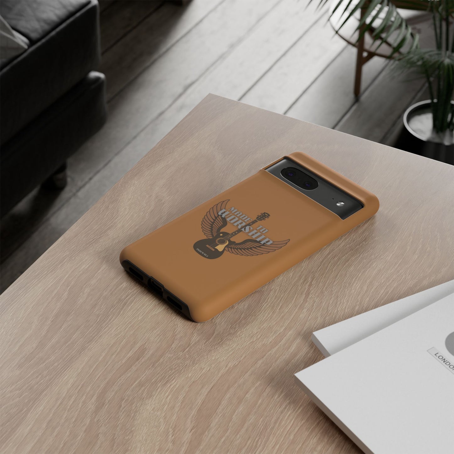 Tough Phone Case — "Made to Worship" Acoustic Guitar Wings Design