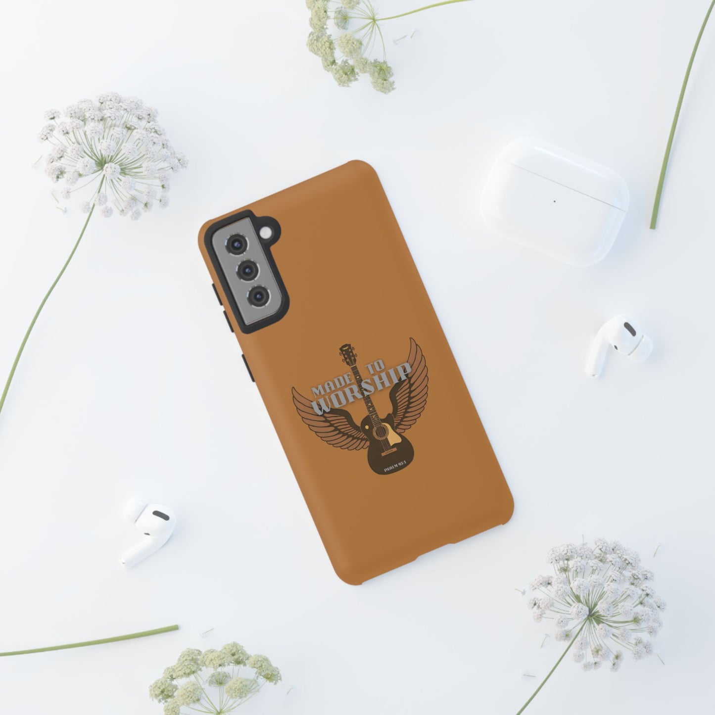 Tough Phone Case — "Made to Worship" Acoustic Guitar Wings Design