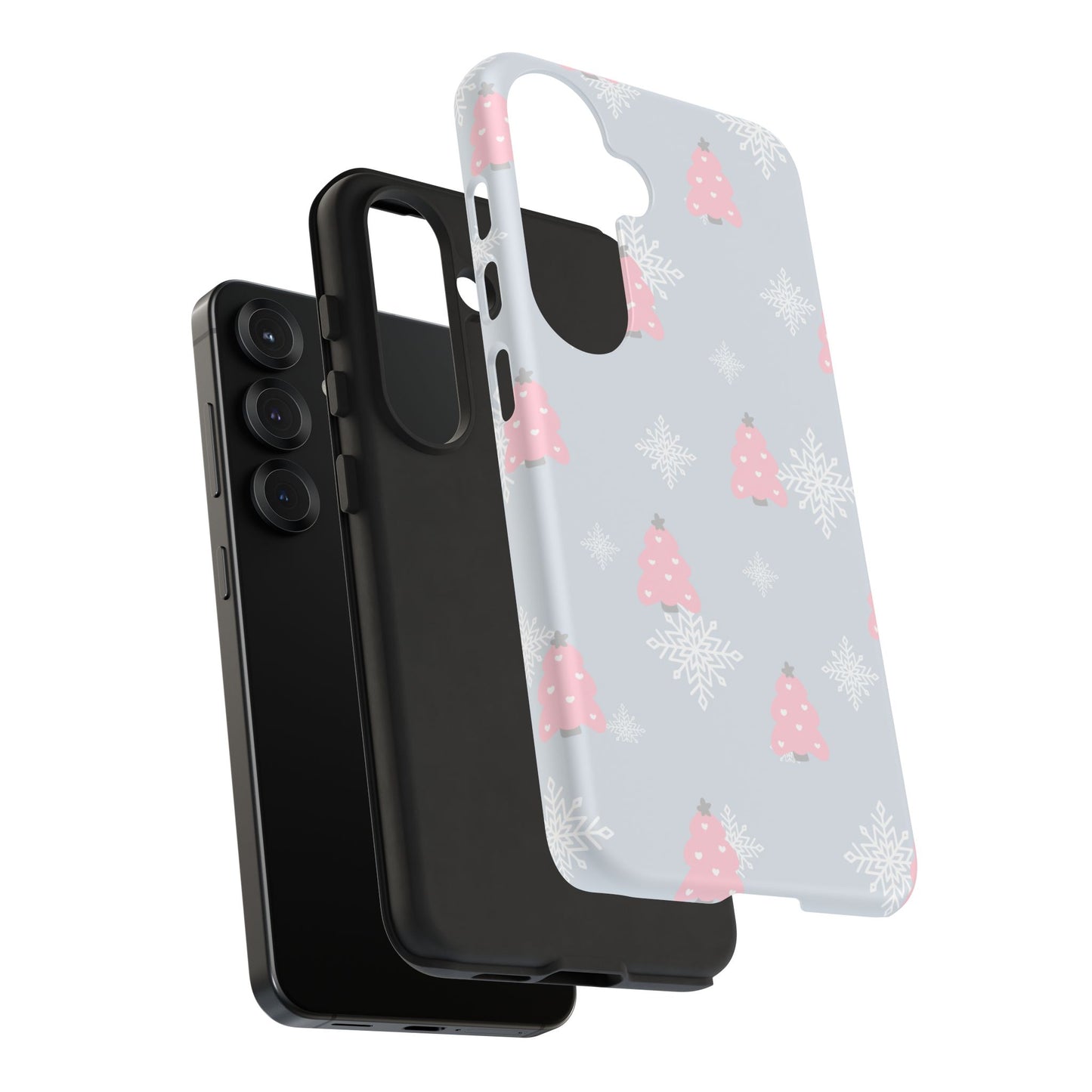 Christmas Pink Tree Tough Phone Case — Cute Holiday Snowflake Design