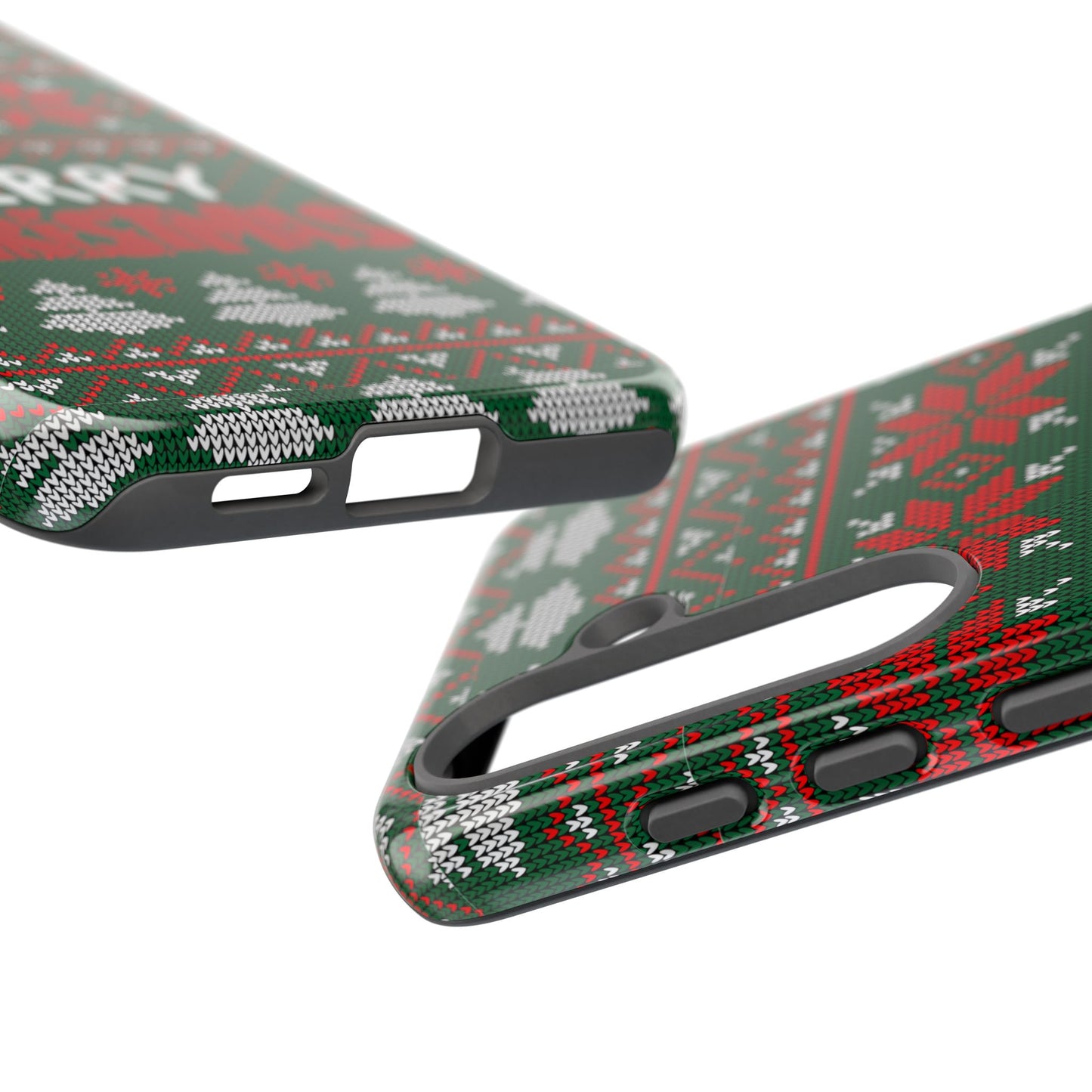 Merry Christmas Phone Case - Festive Green Ugly Sweater Design