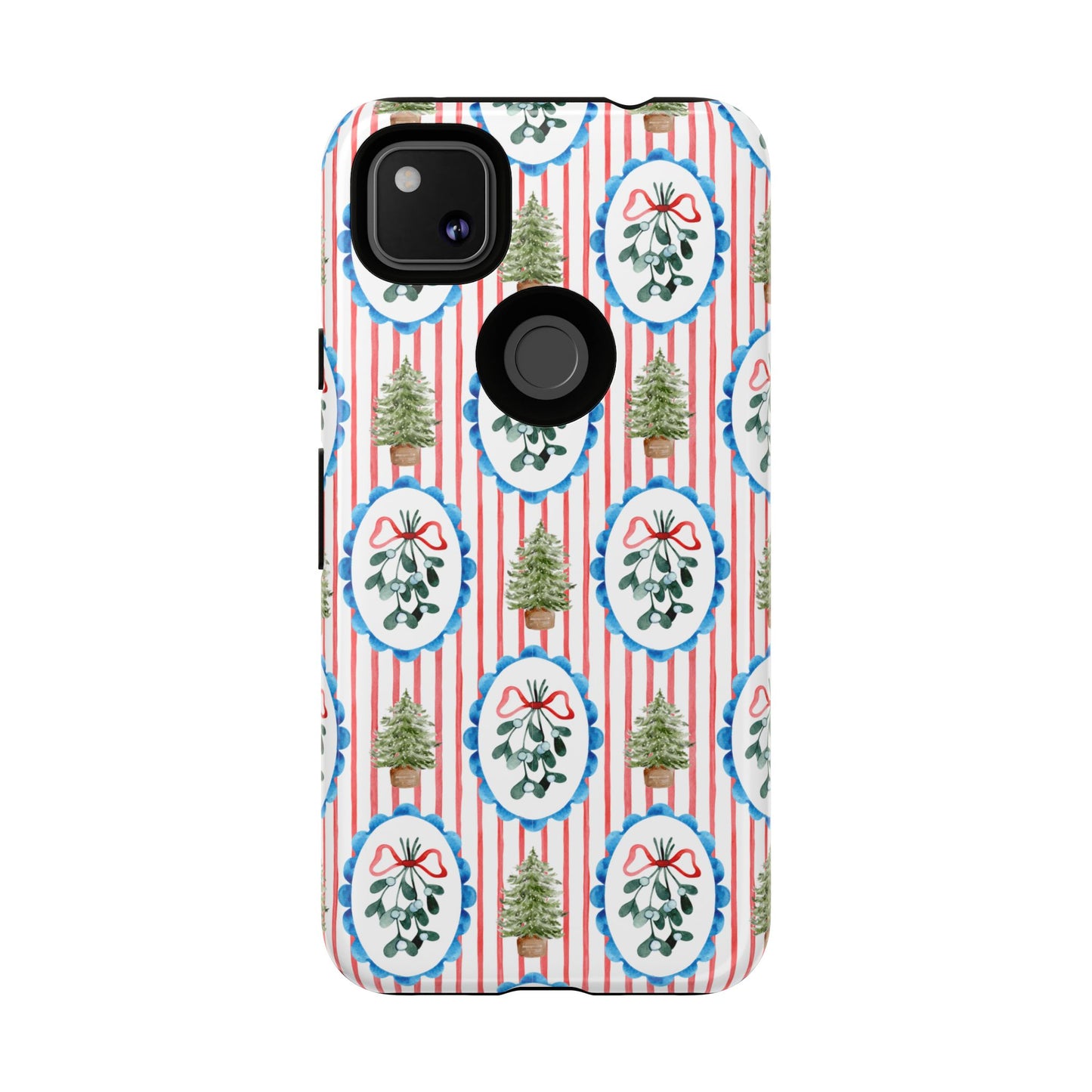 Christmas Wreath & Tree Pattern Phone Case — Festive Holiday Tough Case