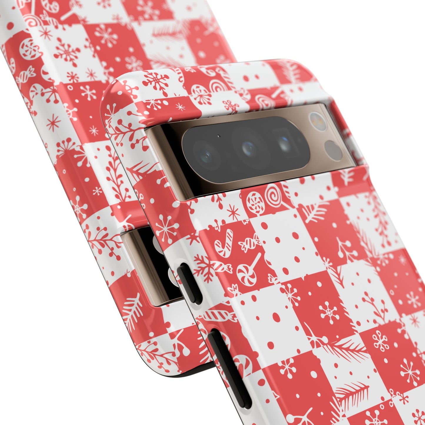 Christmas Red Buffalo Check Phone Case - Holiday Snowflake Pattern Tough Case