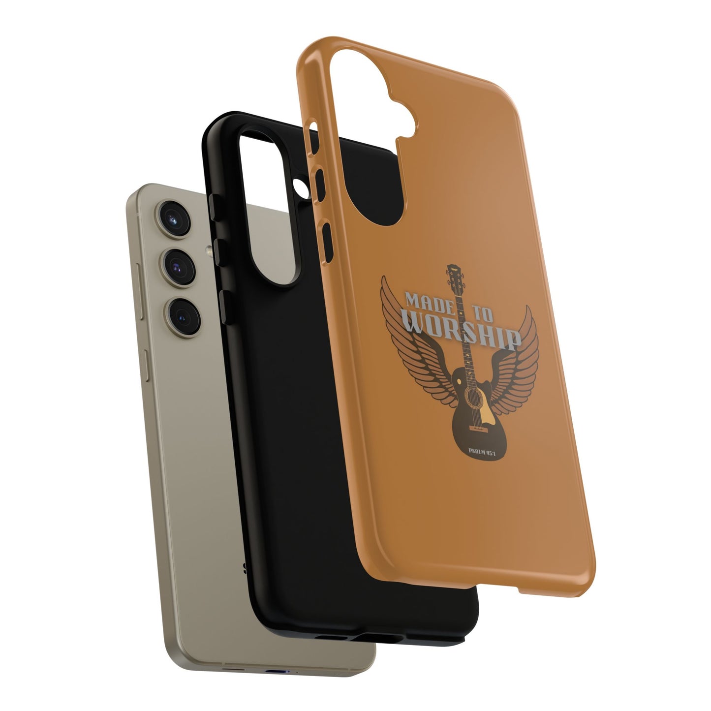 Tough Phone Case — "Made to Worship" Acoustic Guitar Wings Design