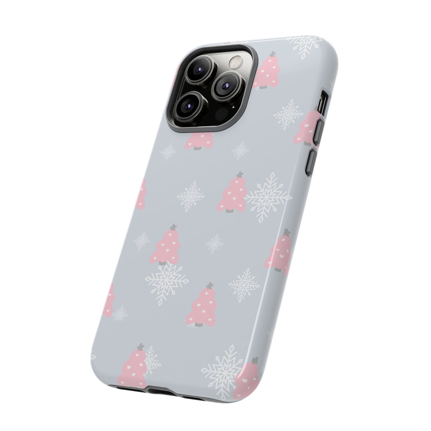 Christmas Pink Tree Tough Phone Case — Cute Holiday Snowflake Design