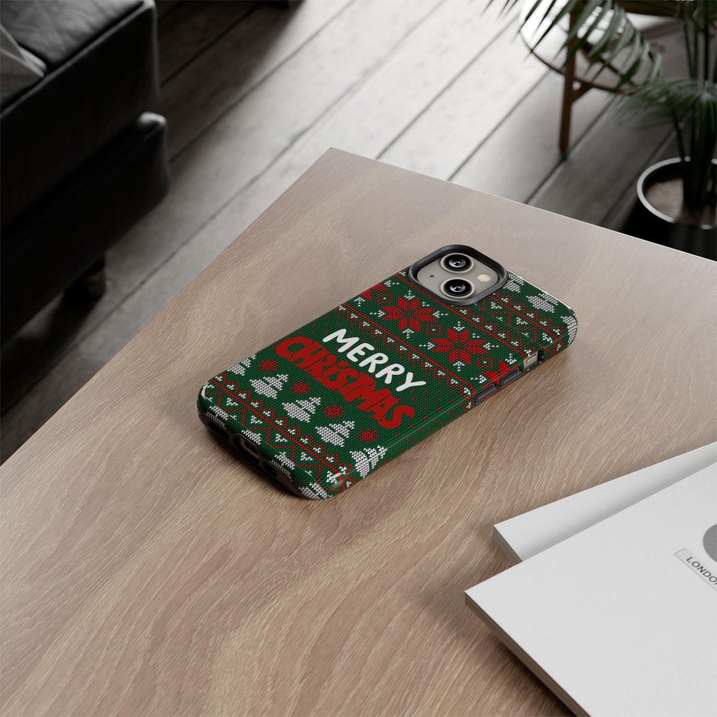 Merry Christmas Phone Case - Festive Green Ugly Sweater Design