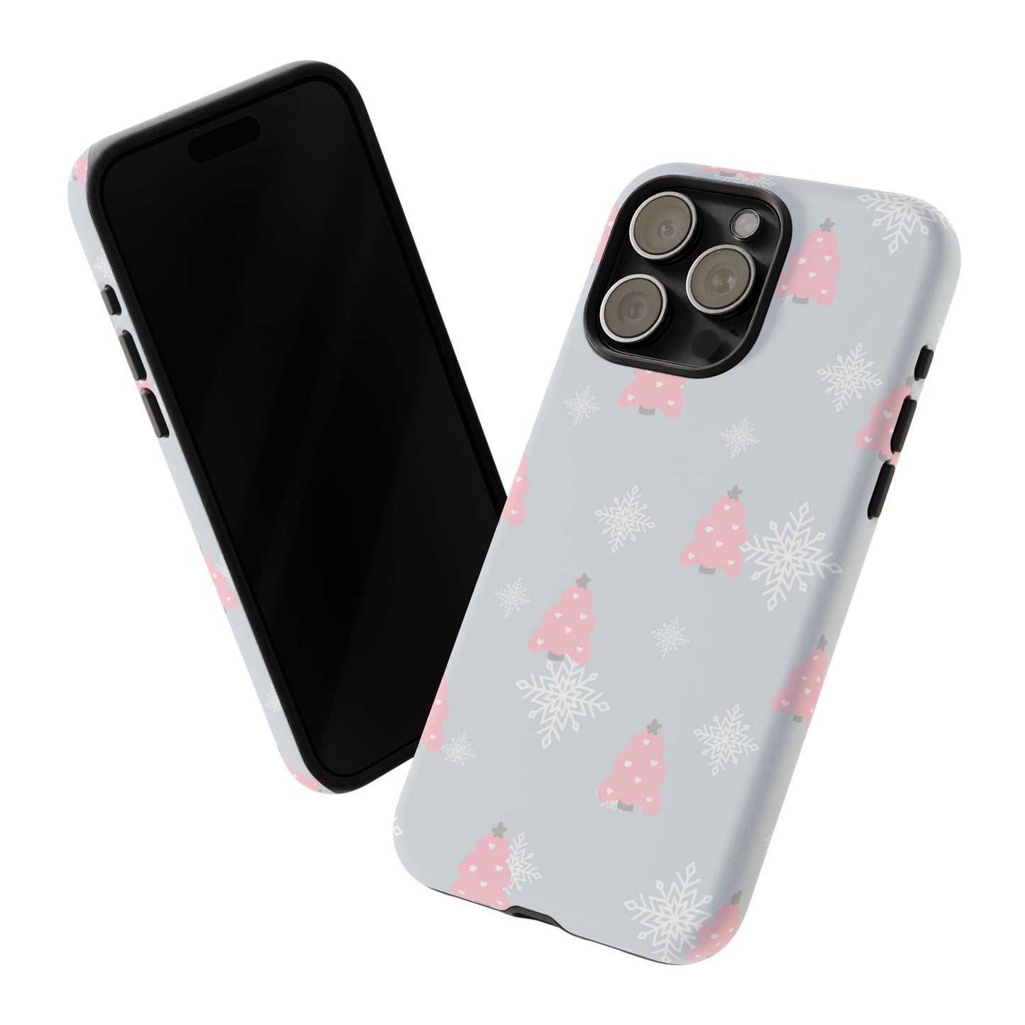 Christmas Pink Tree Tough Phone Case — Cute Holiday Snowflake Design