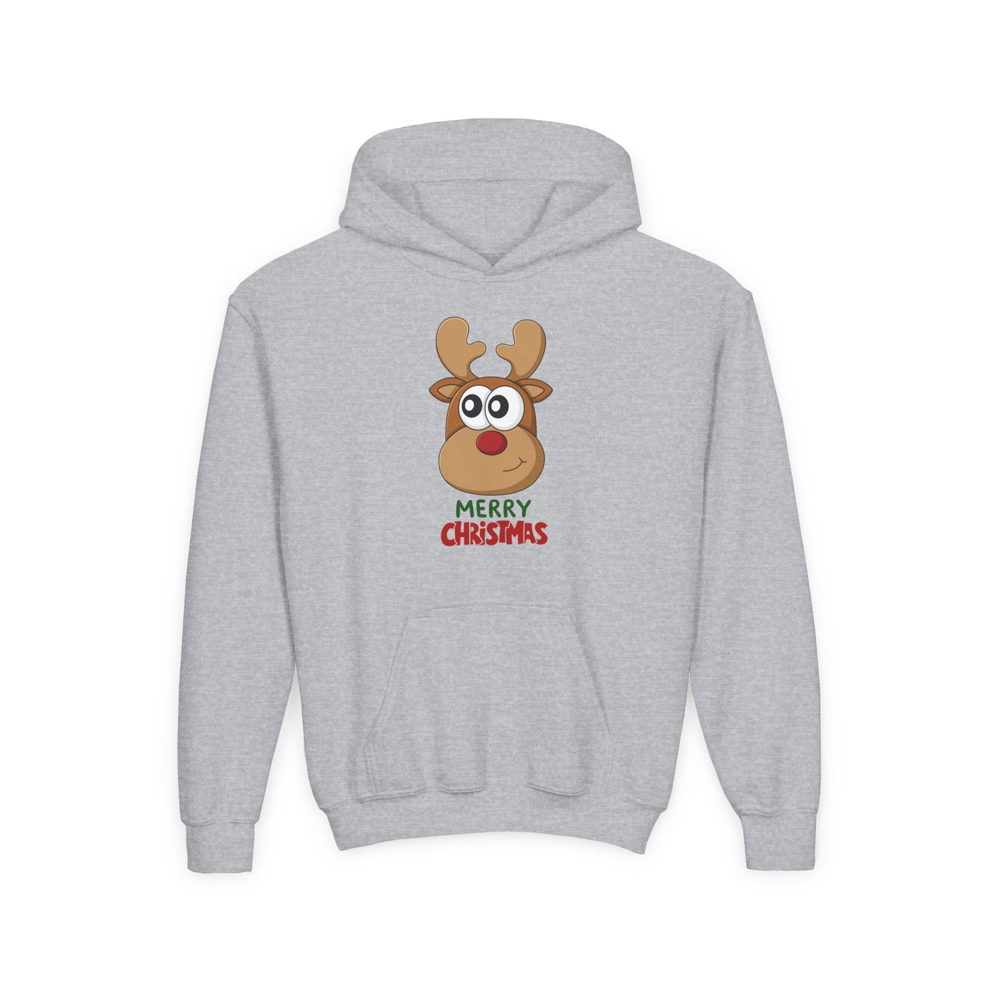 Youth Christmas Reindeer Hoodie - Cute "Merry Christmas" Holiday Pullover