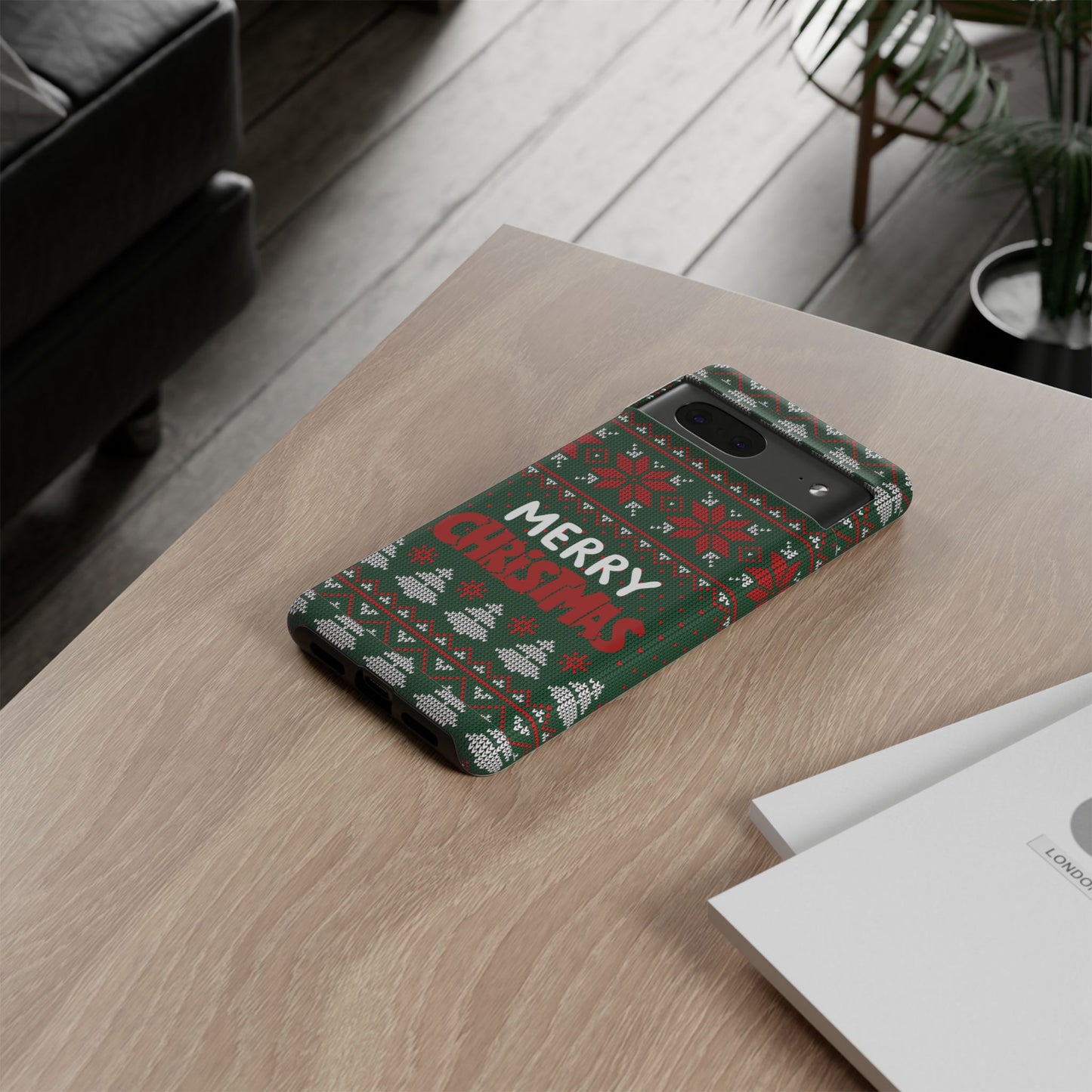 Merry Christmas Phone Case - Festive Green Ugly Sweater Design