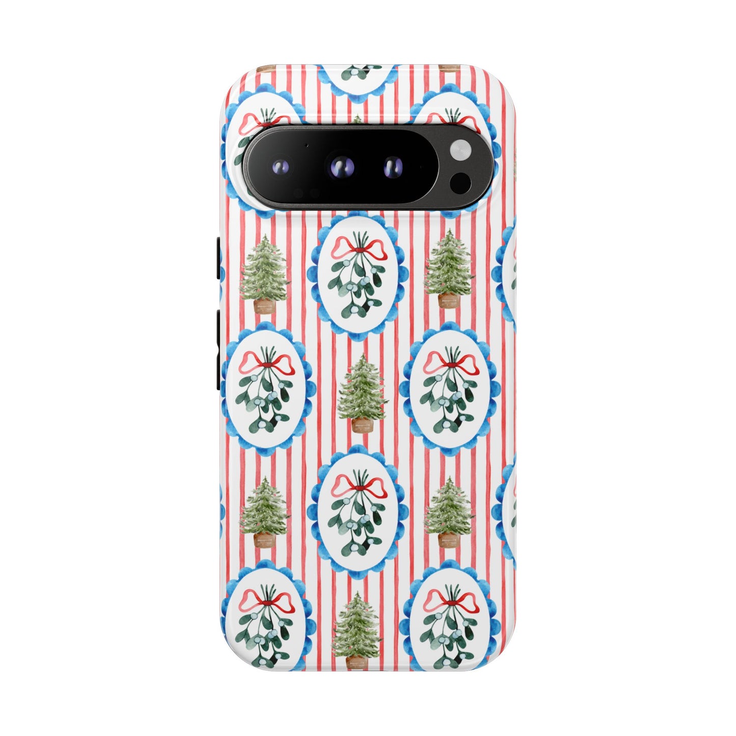Christmas Wreath & Tree Pattern Phone Case — Festive Holiday Tough Case