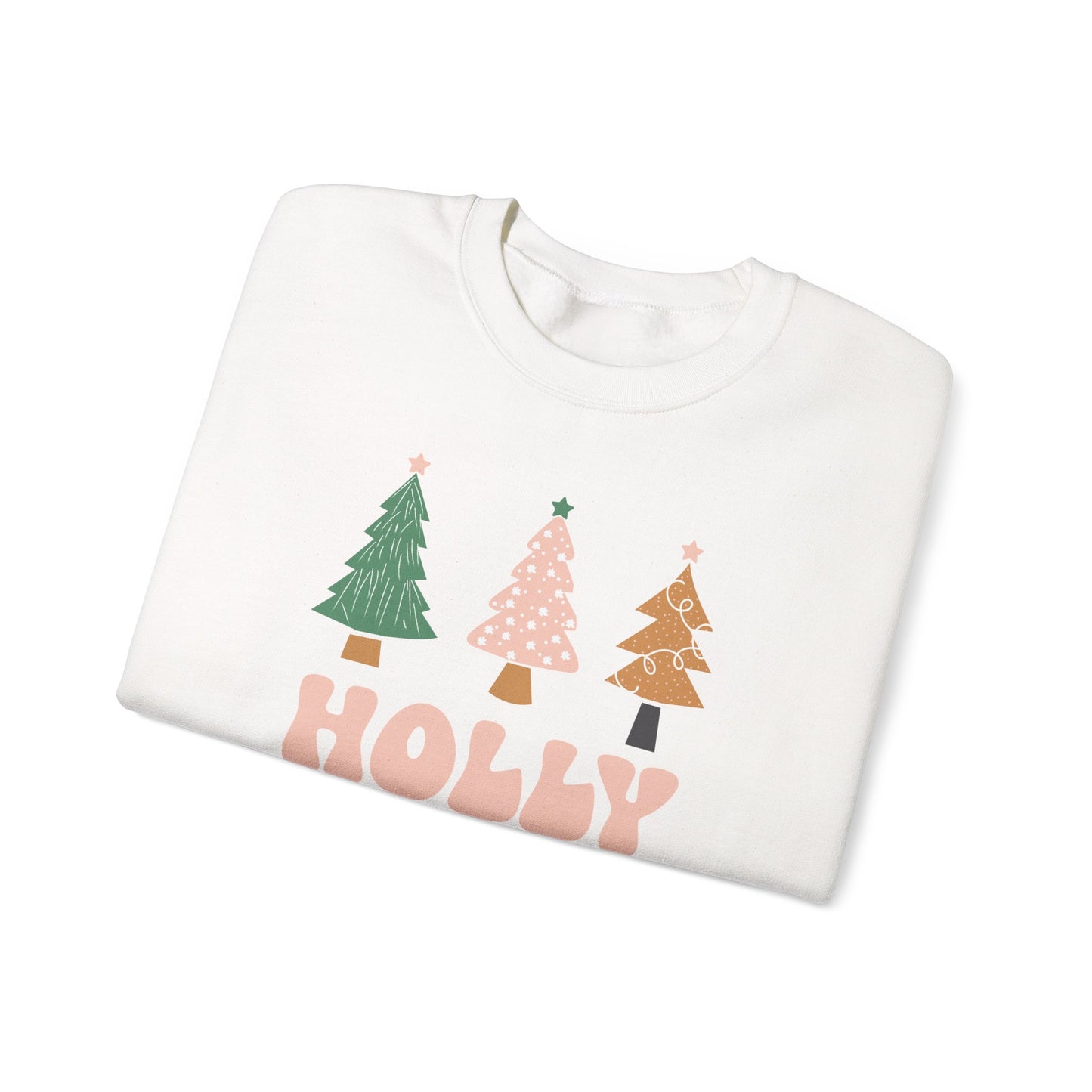 Holiday Sweater Sweatshirt — "Holly Jolly" Christmas Tree Crewneck
