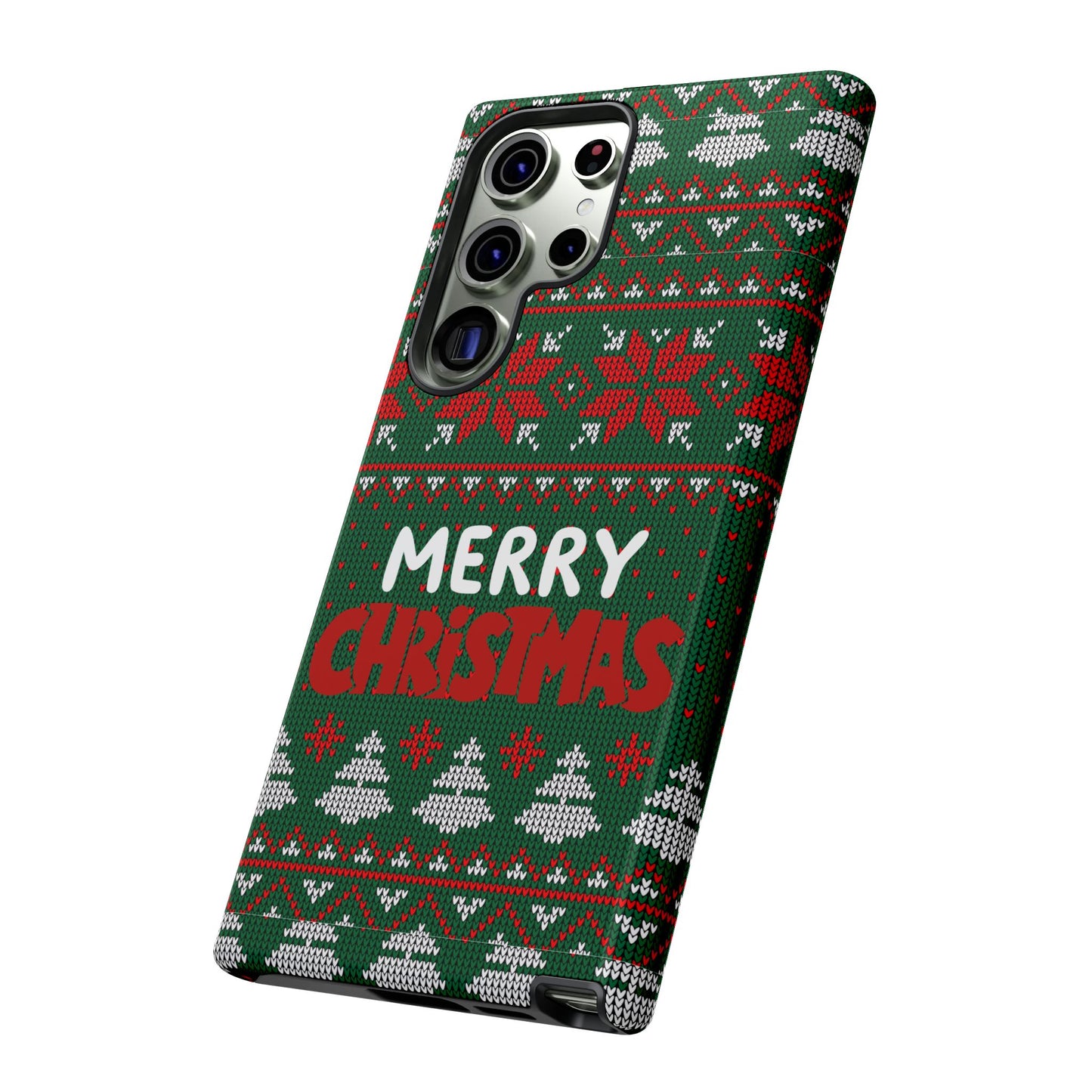 Merry Christmas Phone Case - Festive Green Ugly Sweater Design