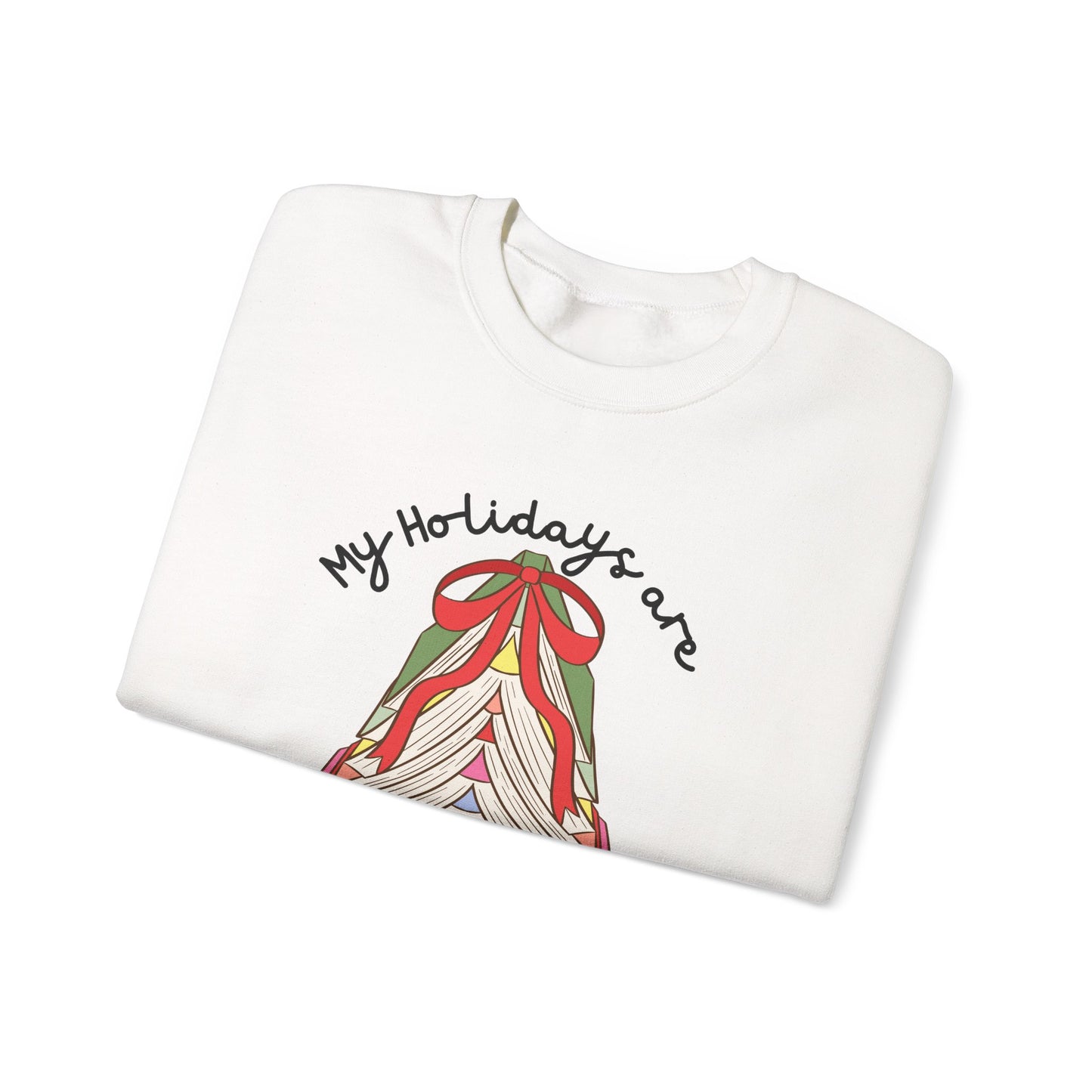 Crewneck Sweatshirt — “My Holidays Are Booked” Cozy Booklover Christmas Sweatshirt