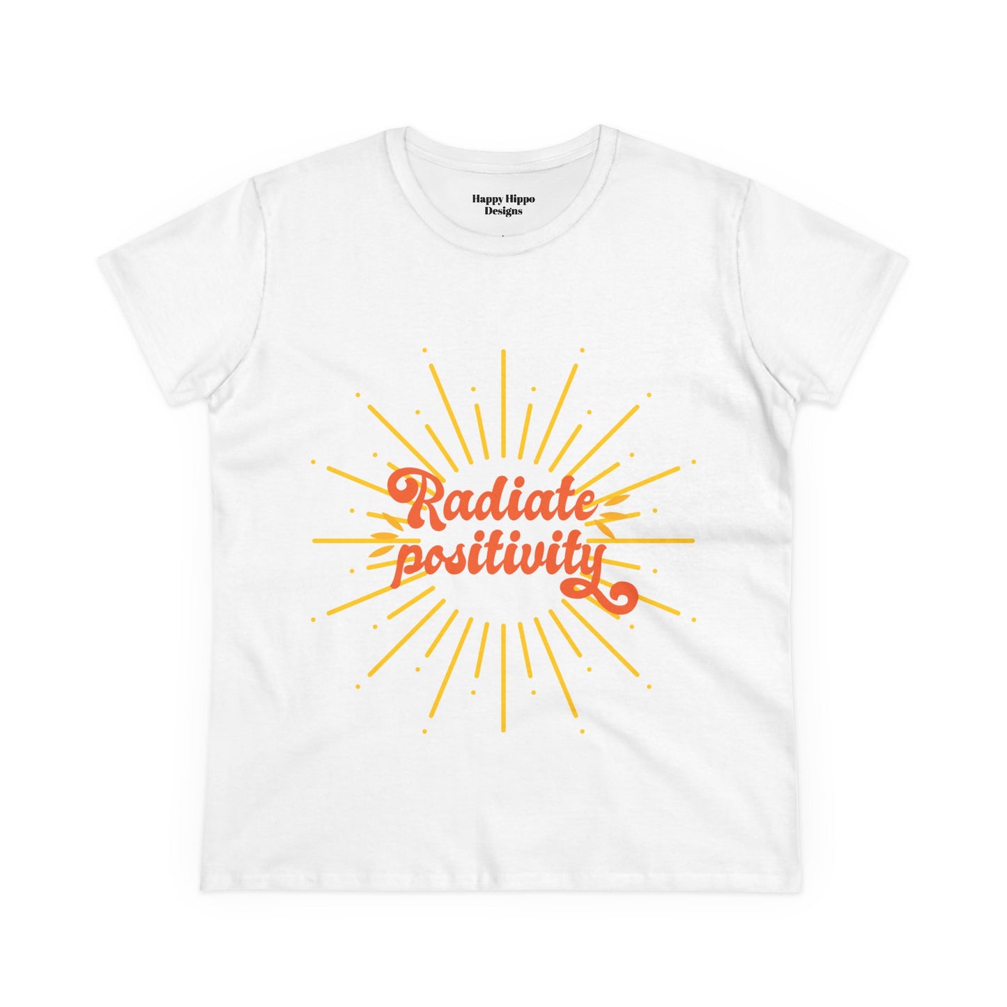 Radiate Positivity Women's Midweight Cotton Tee - Uplifting Summer T-Shirt