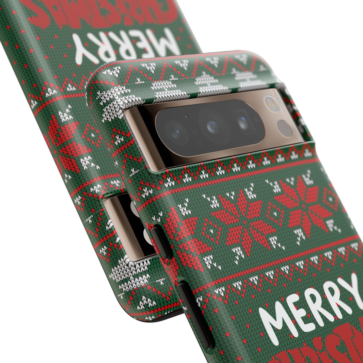 Merry Christmas Phone Case - Festive Green Ugly Sweater Design