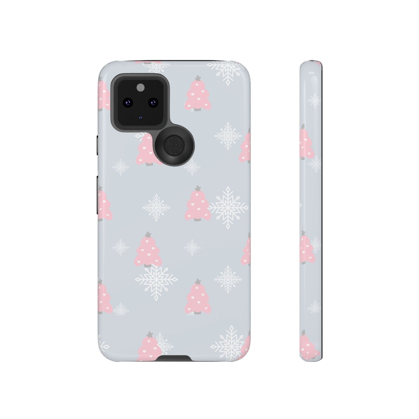 Christmas Pink Tree Tough Phone Case — Cute Holiday Snowflake Design