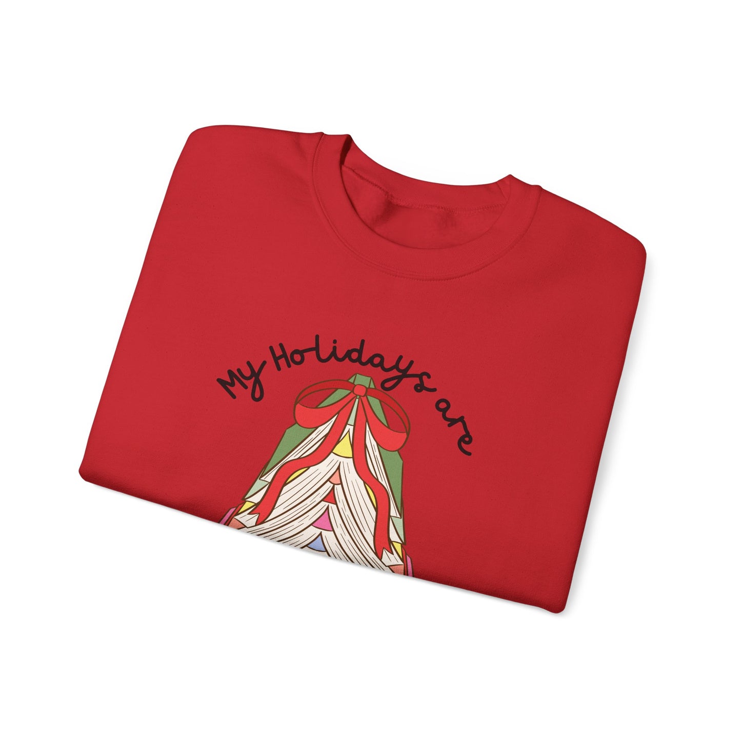 Crewneck Sweatshirt — “My Holidays Are Booked” Cozy Booklover Christmas Sweatshirt