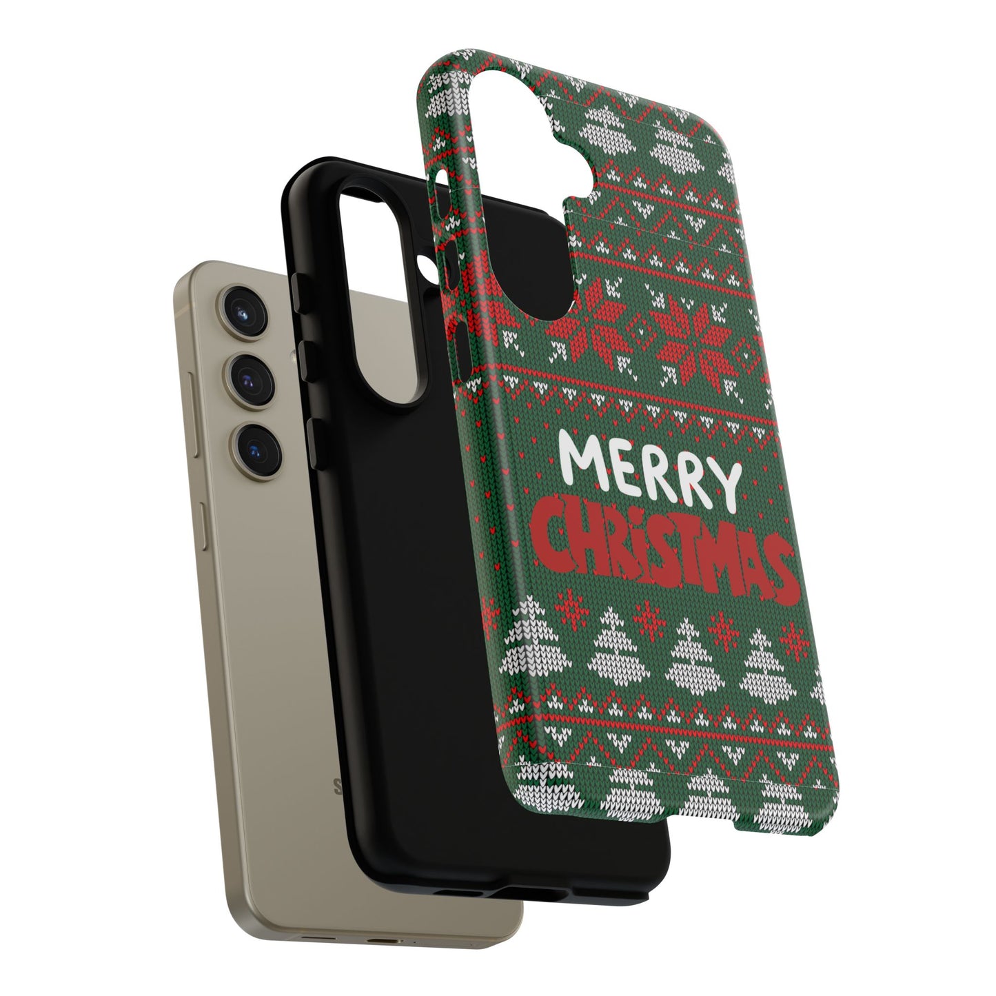 Merry Christmas Phone Case - Festive Green Ugly Sweater Design