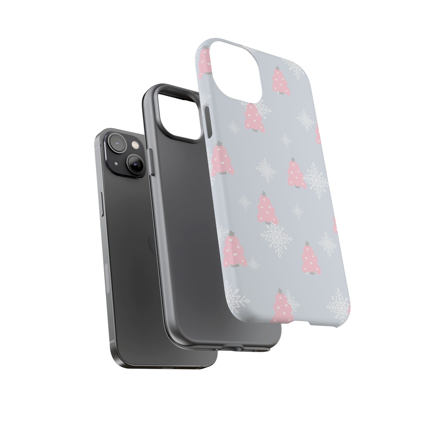 Christmas Pink Tree Tough Phone Case — Cute Holiday Snowflake Design