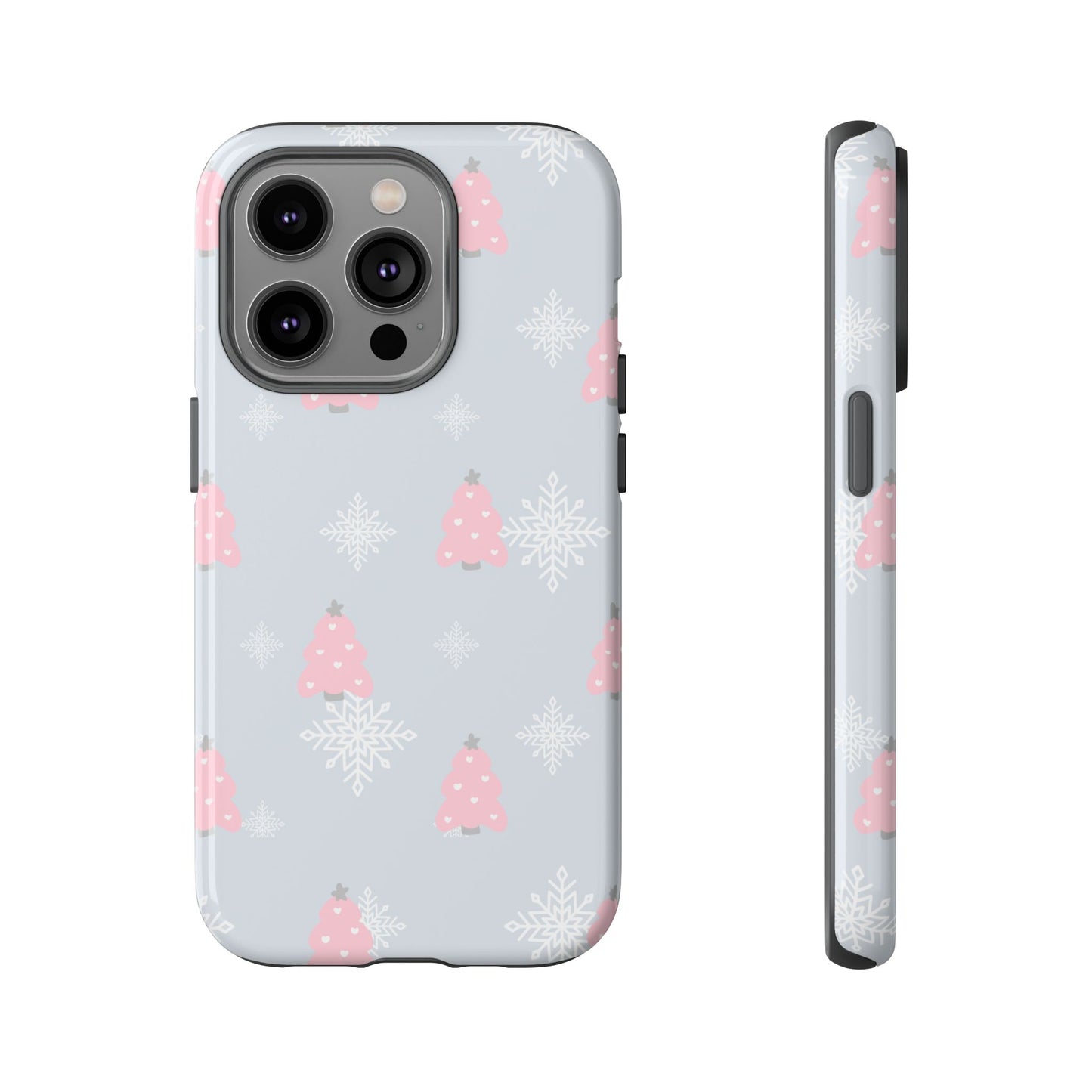 Christmas Pink Tree Tough Phone Case — Cute Holiday Snowflake Design