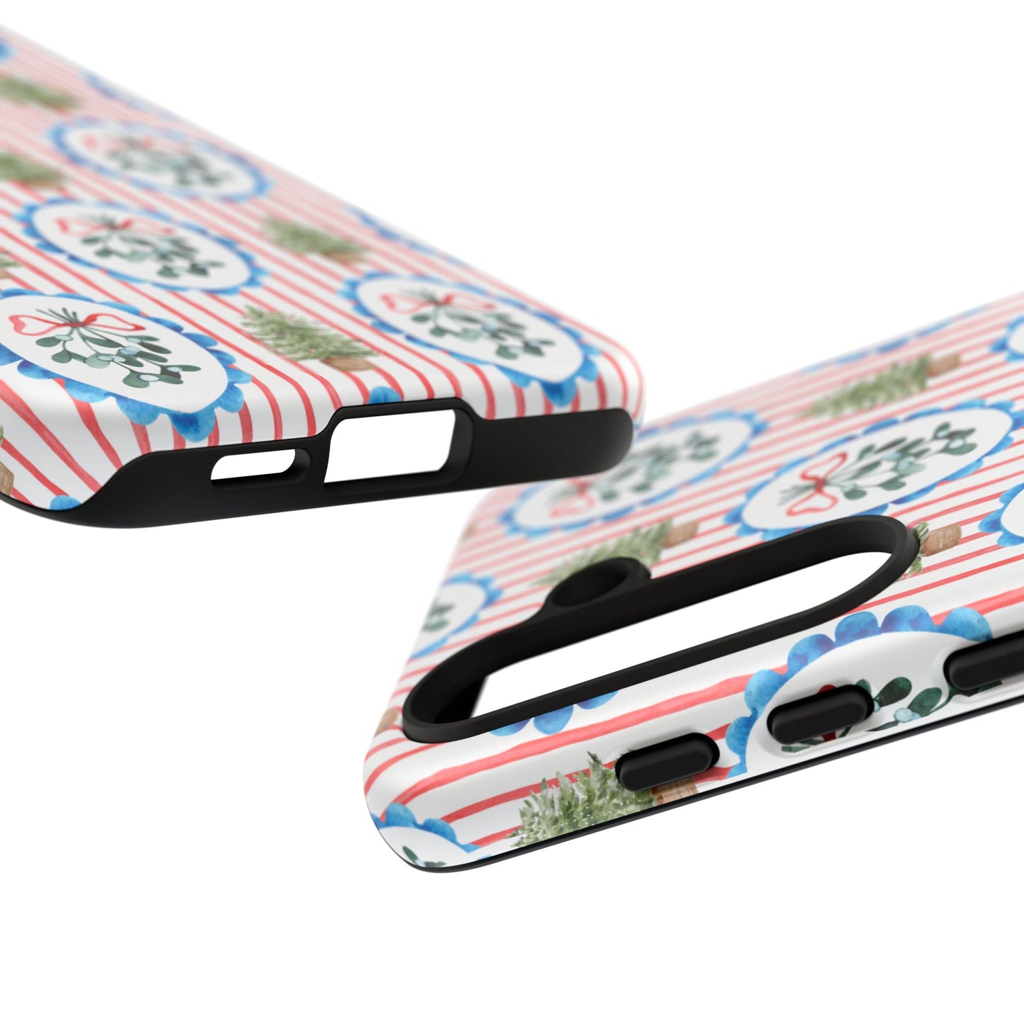 Christmas Wreath & Tree Pattern Phone Case — Festive Holiday Tough Case