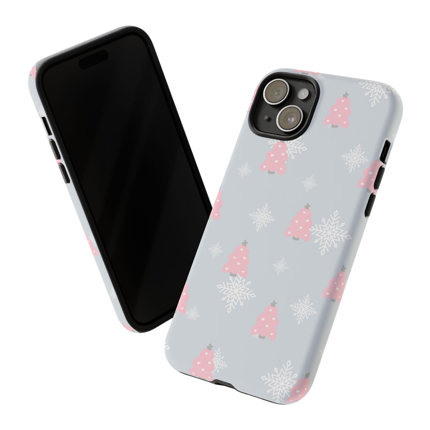 Christmas Pink Tree Tough Phone Case — Cute Holiday Snowflake Design