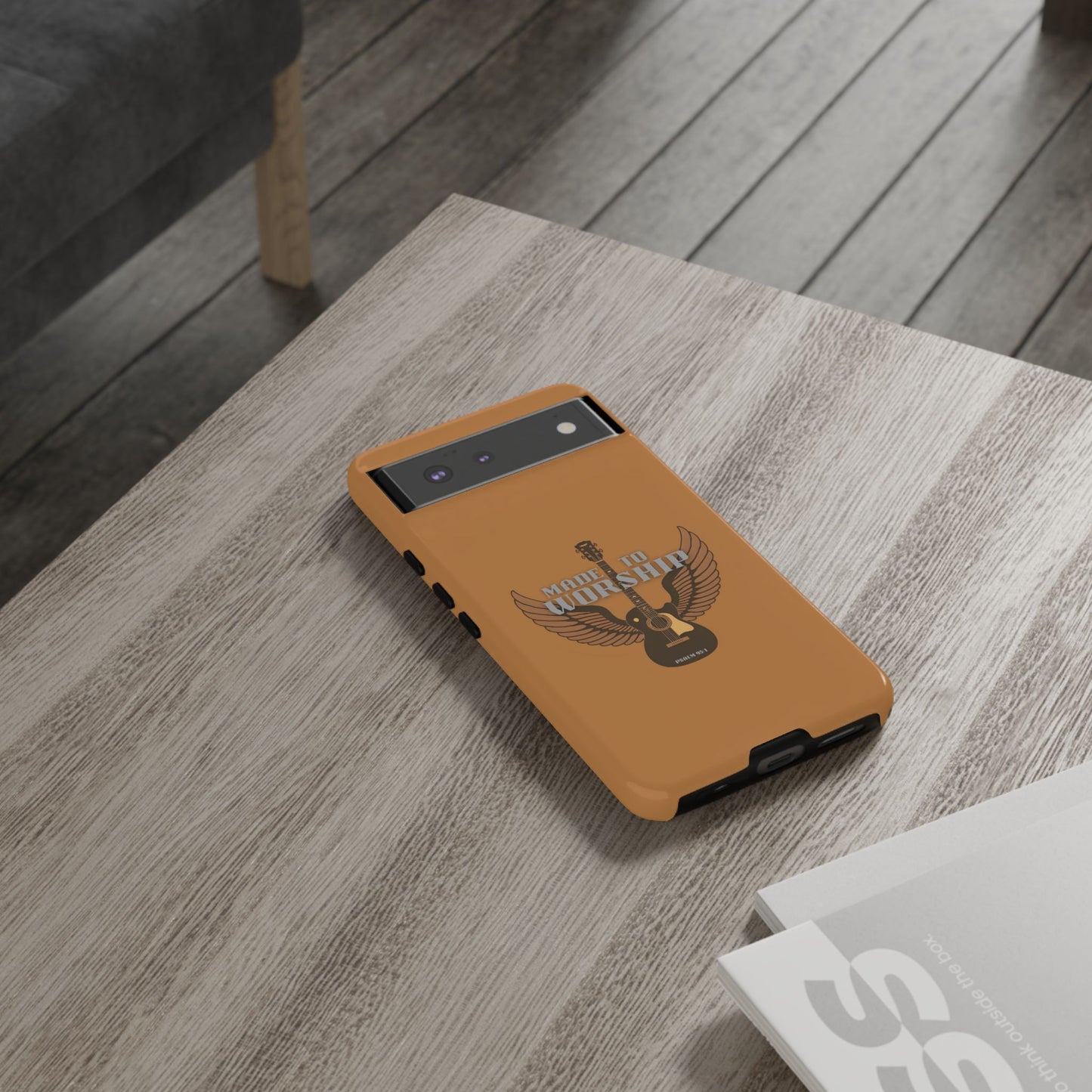 Tough Phone Case — "Made to Worship" Acoustic Guitar Wings Design