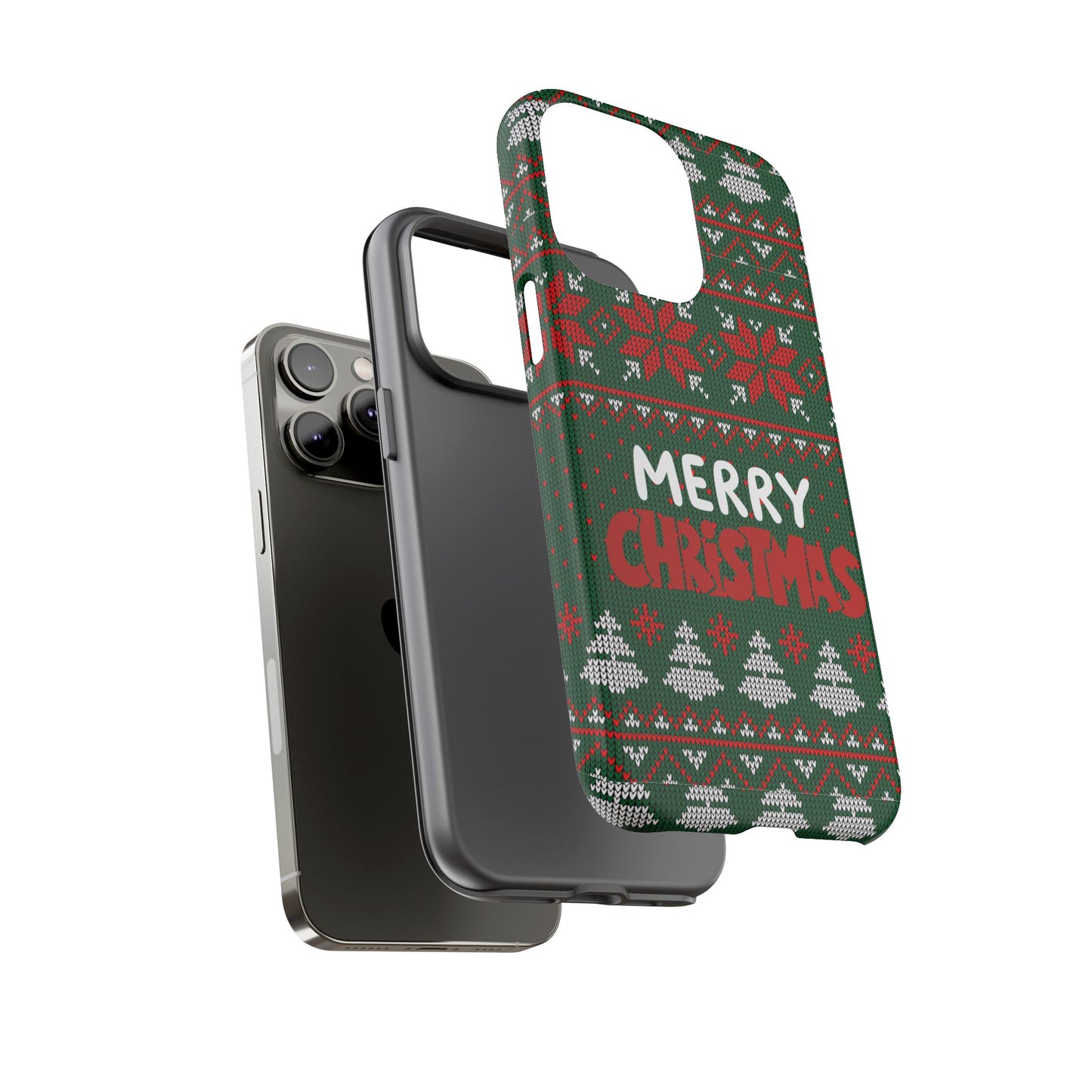 Merry Christmas Phone Case - Festive Green Ugly Sweater Design