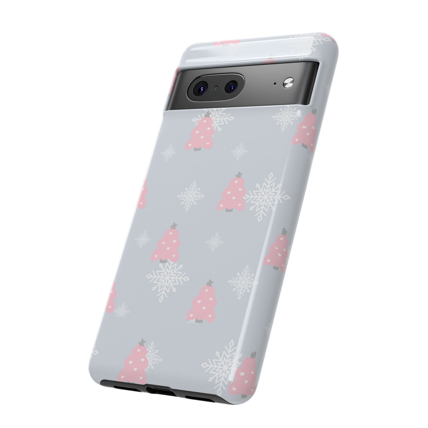 Christmas Pink Tree Tough Phone Case — Cute Holiday Snowflake Design
