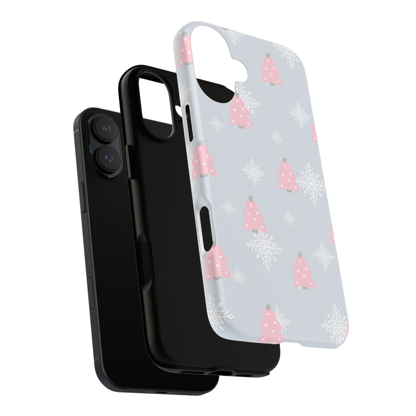 Christmas Pink Tree Tough Phone Case — Cute Holiday Snowflake Design