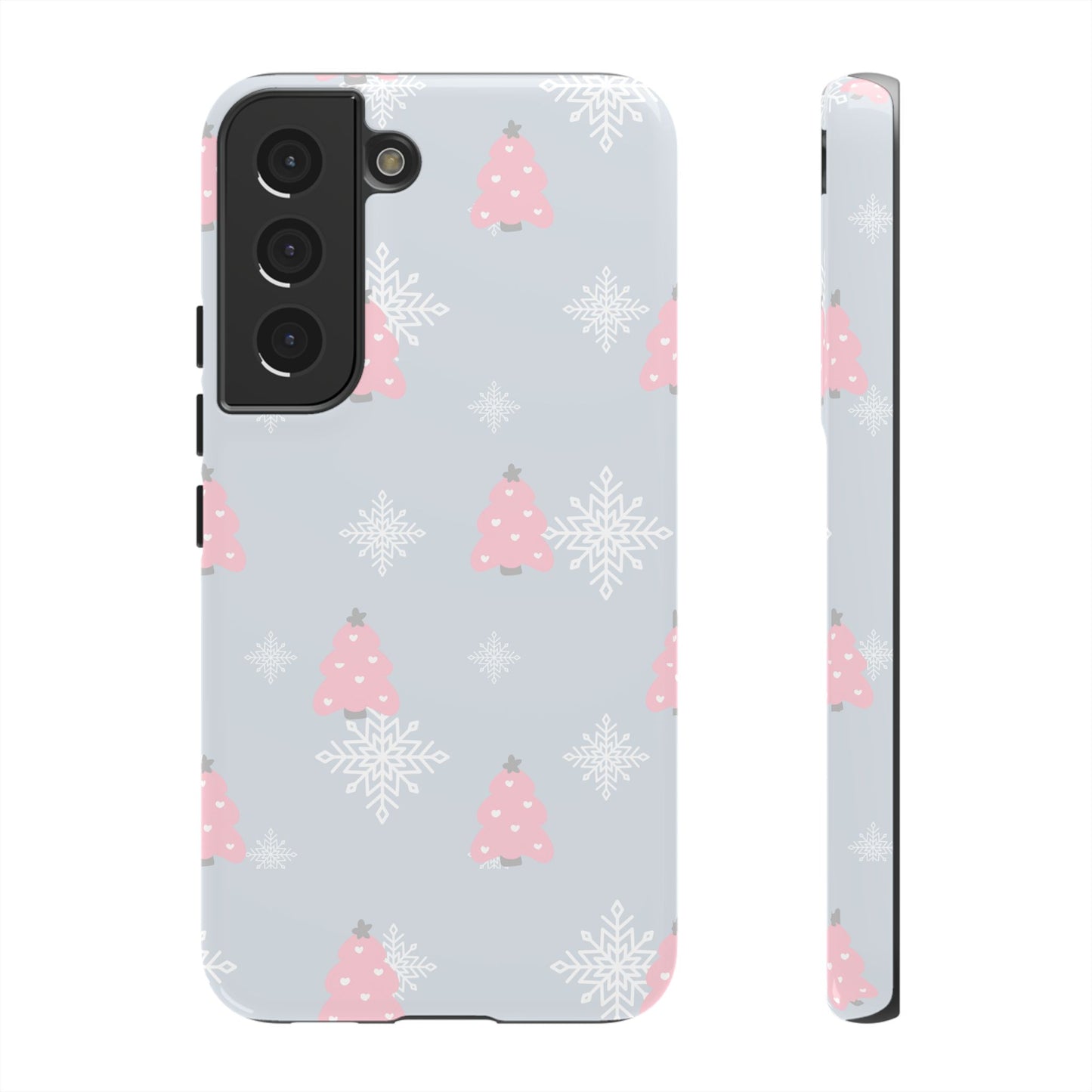 Christmas Pink Tree Tough Phone Case — Cute Holiday Snowflake Design