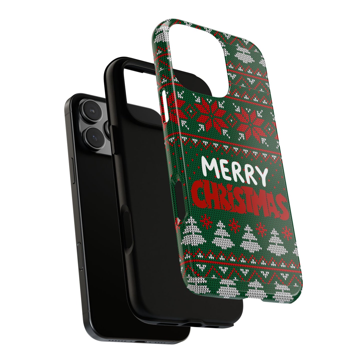 Merry Christmas Phone Case - Festive Green Ugly Sweater Design