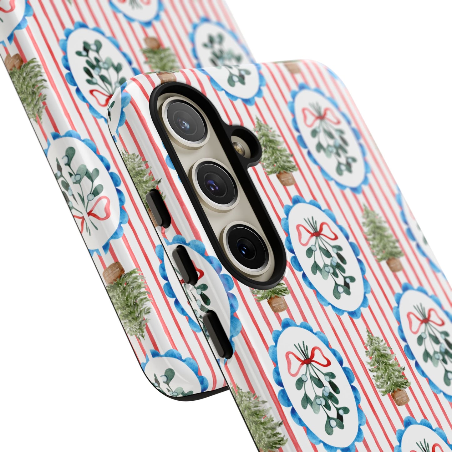 Christmas Wreath & Tree Pattern Phone Case — Festive Holiday Tough Case