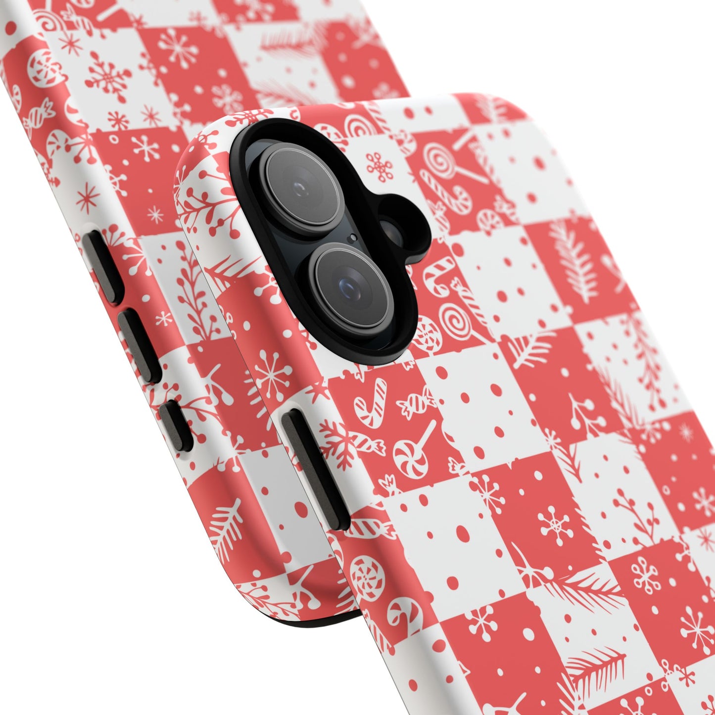Christmas Red Buffalo Check Phone Case - Holiday Snowflake Pattern Tough Case