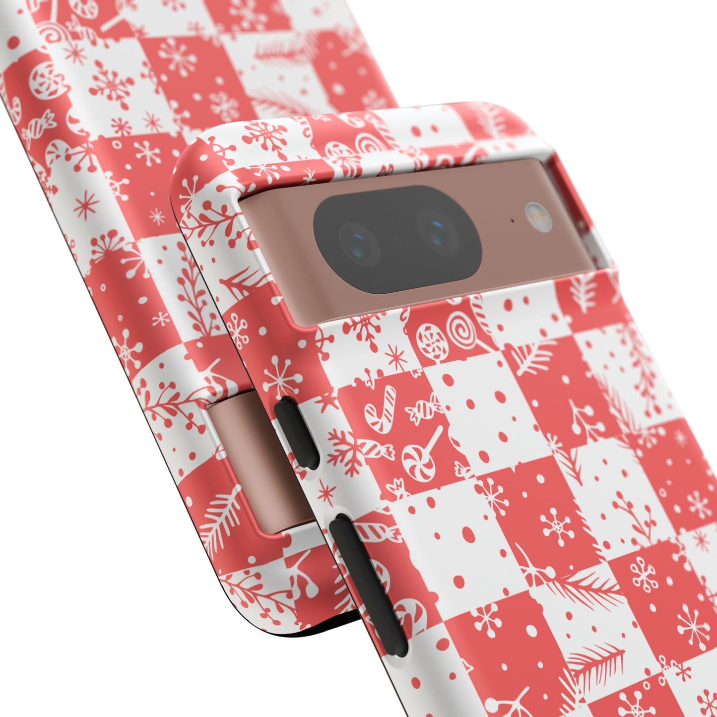 Christmas Red Buffalo Check Phone Case - Holiday Snowflake Pattern Tough Case