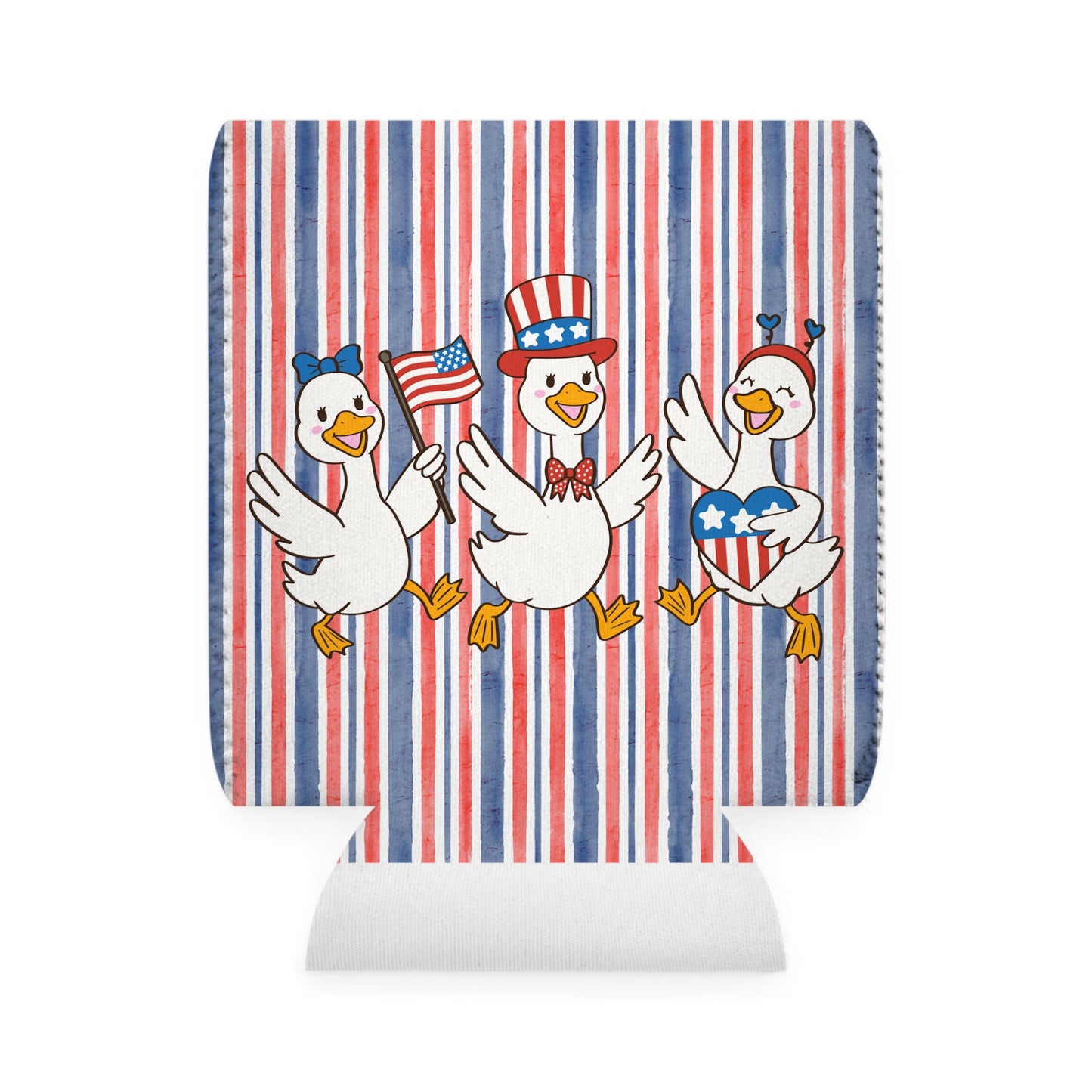 Can Cooler Sleeve - Patriotic Geese Trio - 4th of July Celebration Design