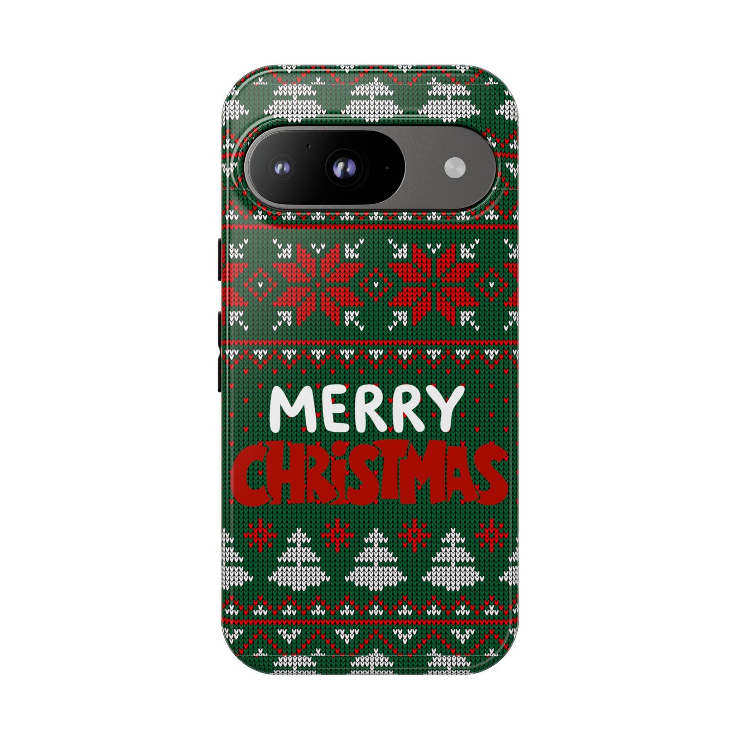 Merry Christmas Phone Case - Festive Green Ugly Sweater Design