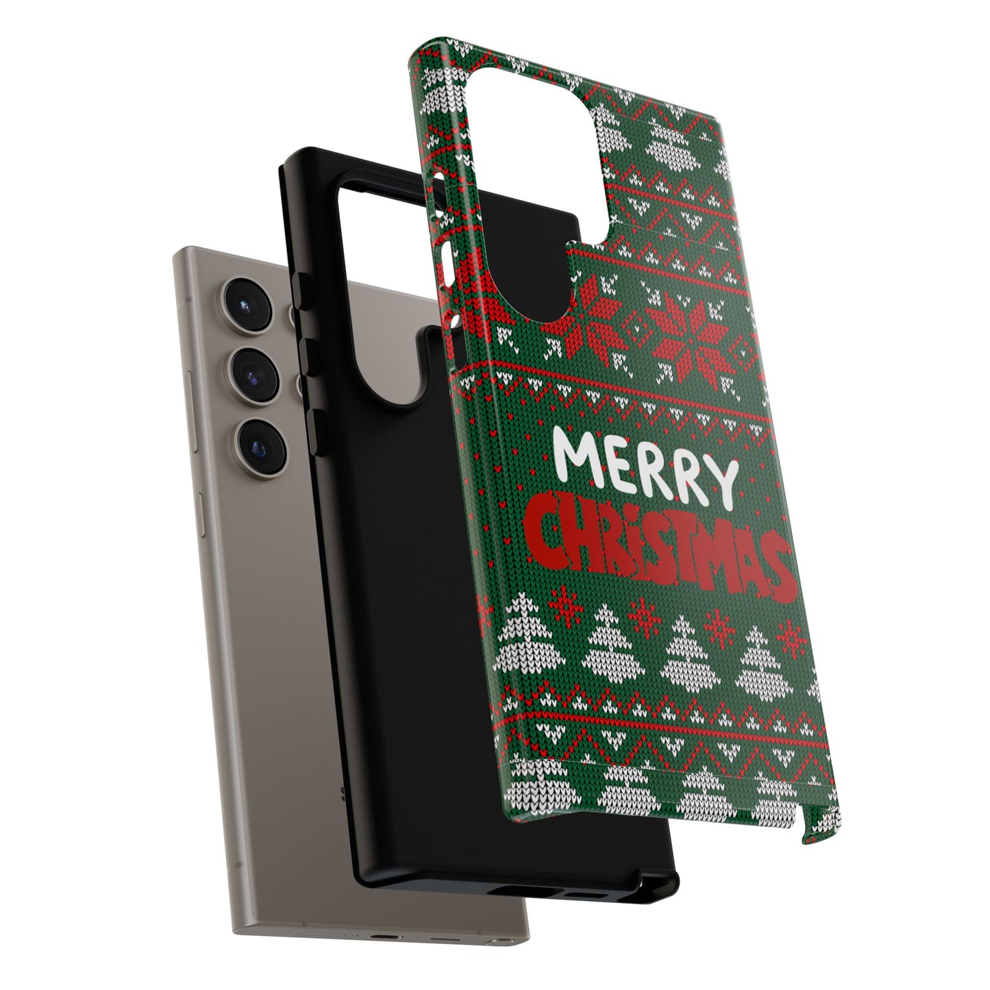 Merry Christmas Phone Case - Festive Green Ugly Sweater Design