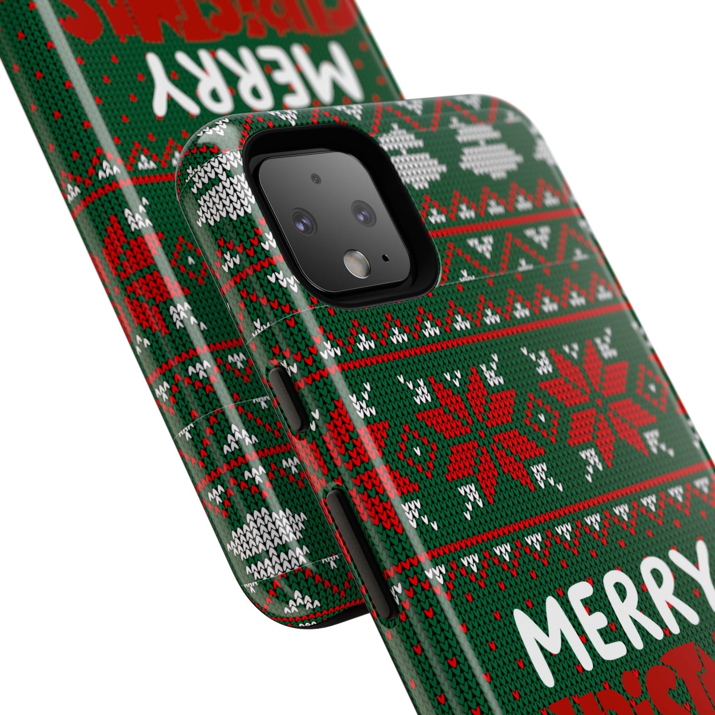 Merry Christmas Phone Case - Festive Green Ugly Sweater Design