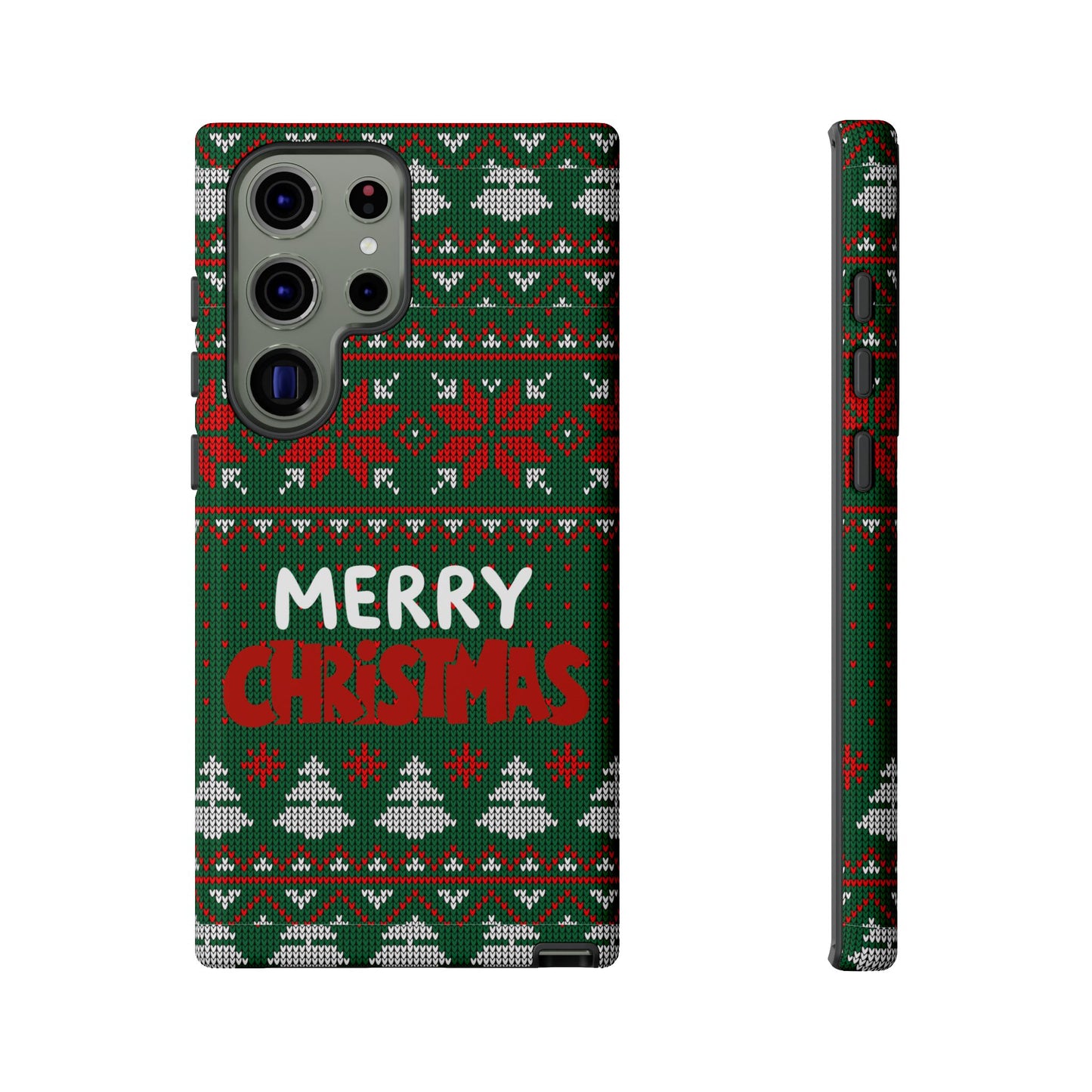 Merry Christmas Phone Case - Festive Green Ugly Sweater Design