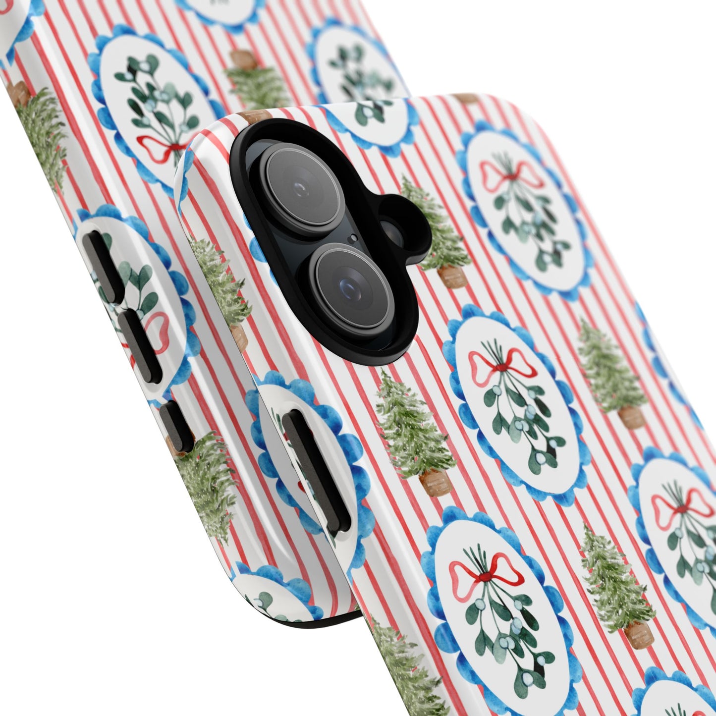 Christmas Wreath & Tree Pattern Phone Case — Festive Holiday Tough Case