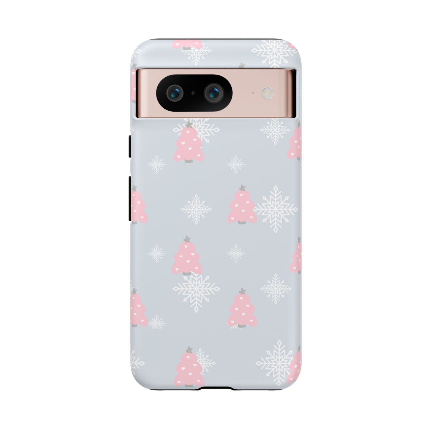 Christmas Pink Tree Tough Phone Case — Cute Holiday Snowflake Design