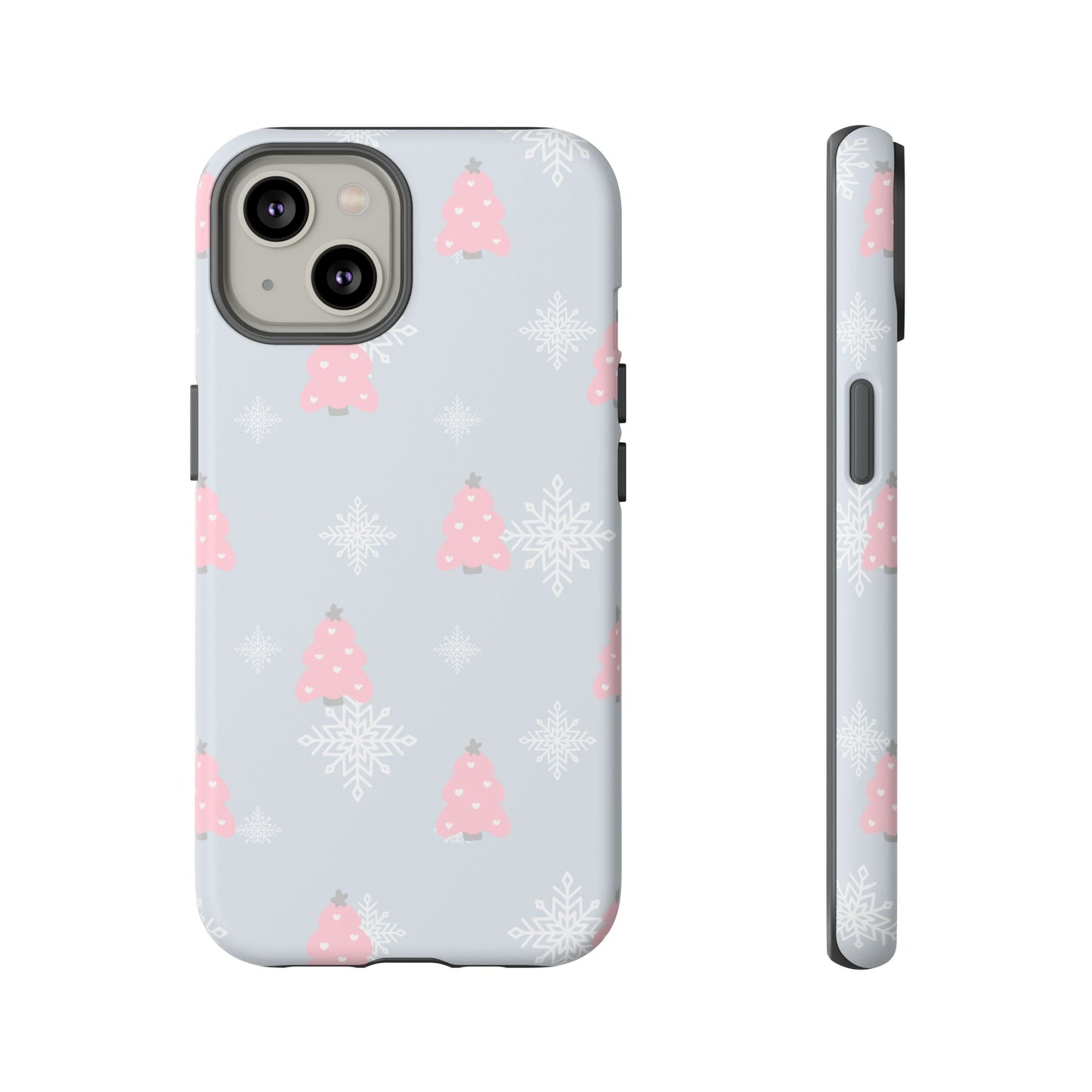 Christmas Pink Tree Tough Phone Case — Cute Holiday Snowflake Design