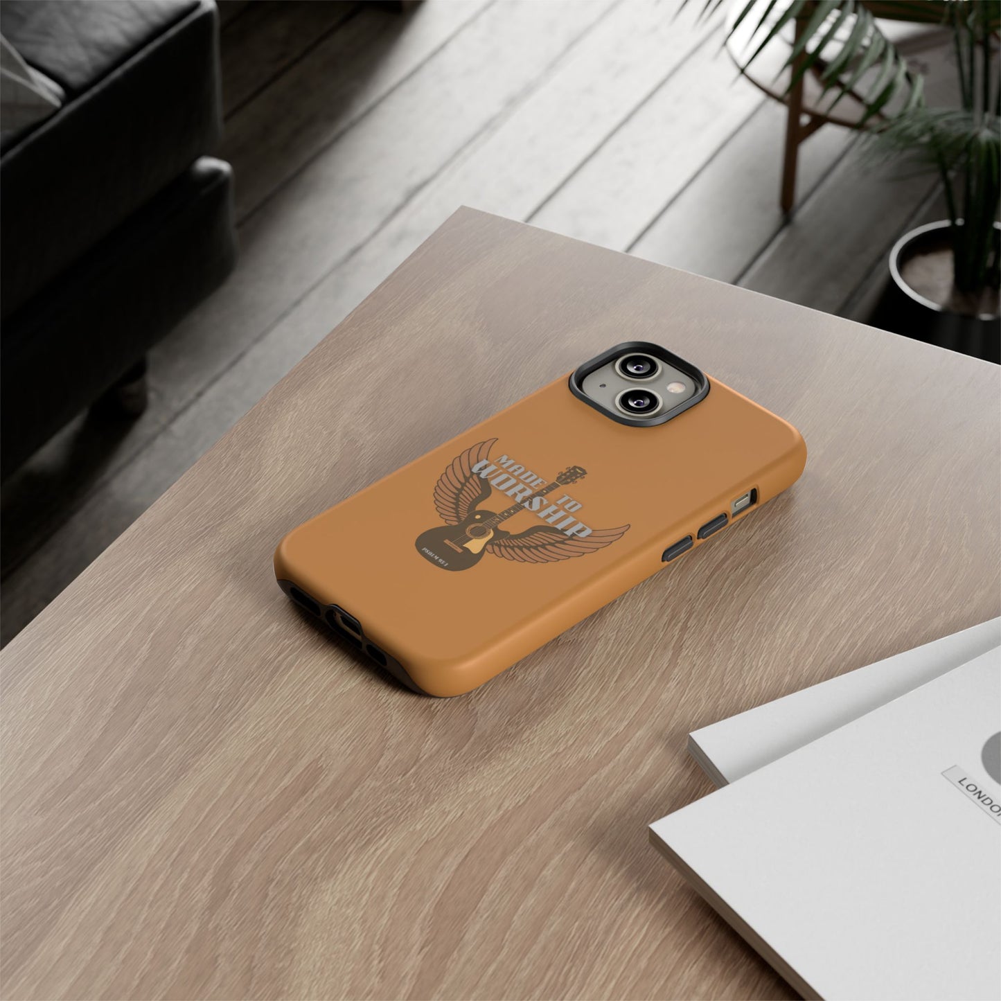 Tough Phone Case — "Made to Worship" Acoustic Guitar Wings Design
