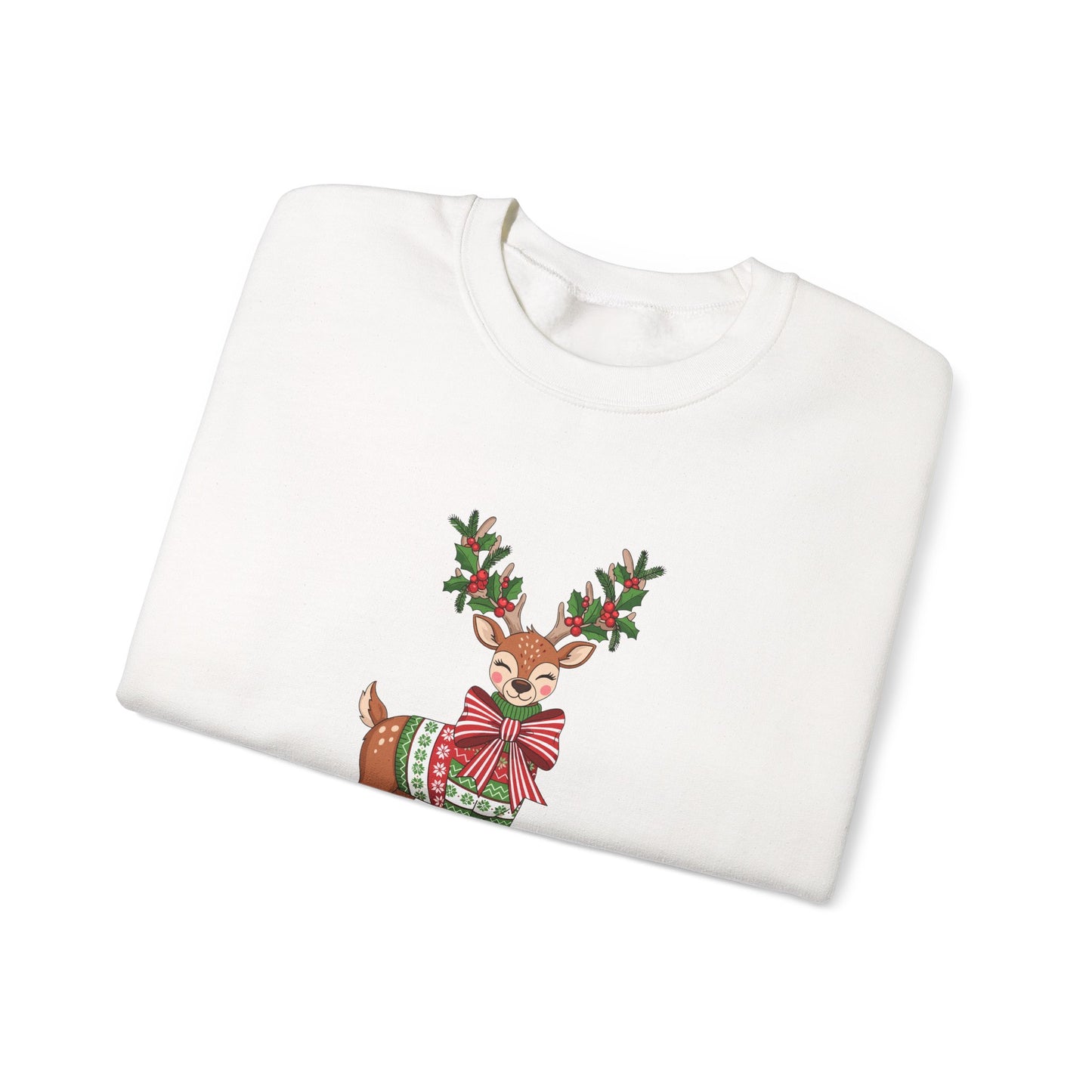 Christmas Reindeer Crewneck Sweatshirt - Festive Holiday Reindeer Design