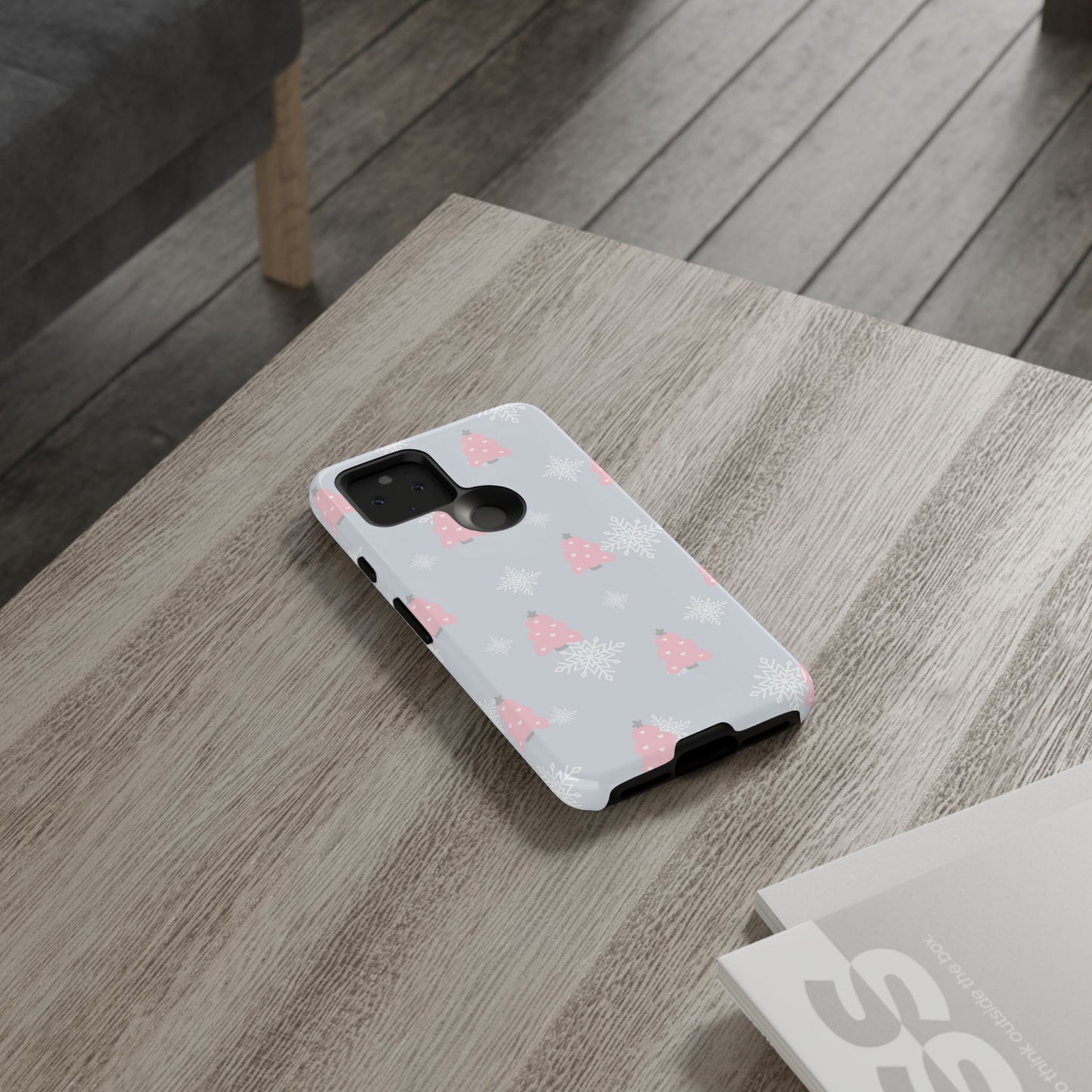 Christmas Pink Tree Tough Phone Case — Cute Holiday Snowflake Design