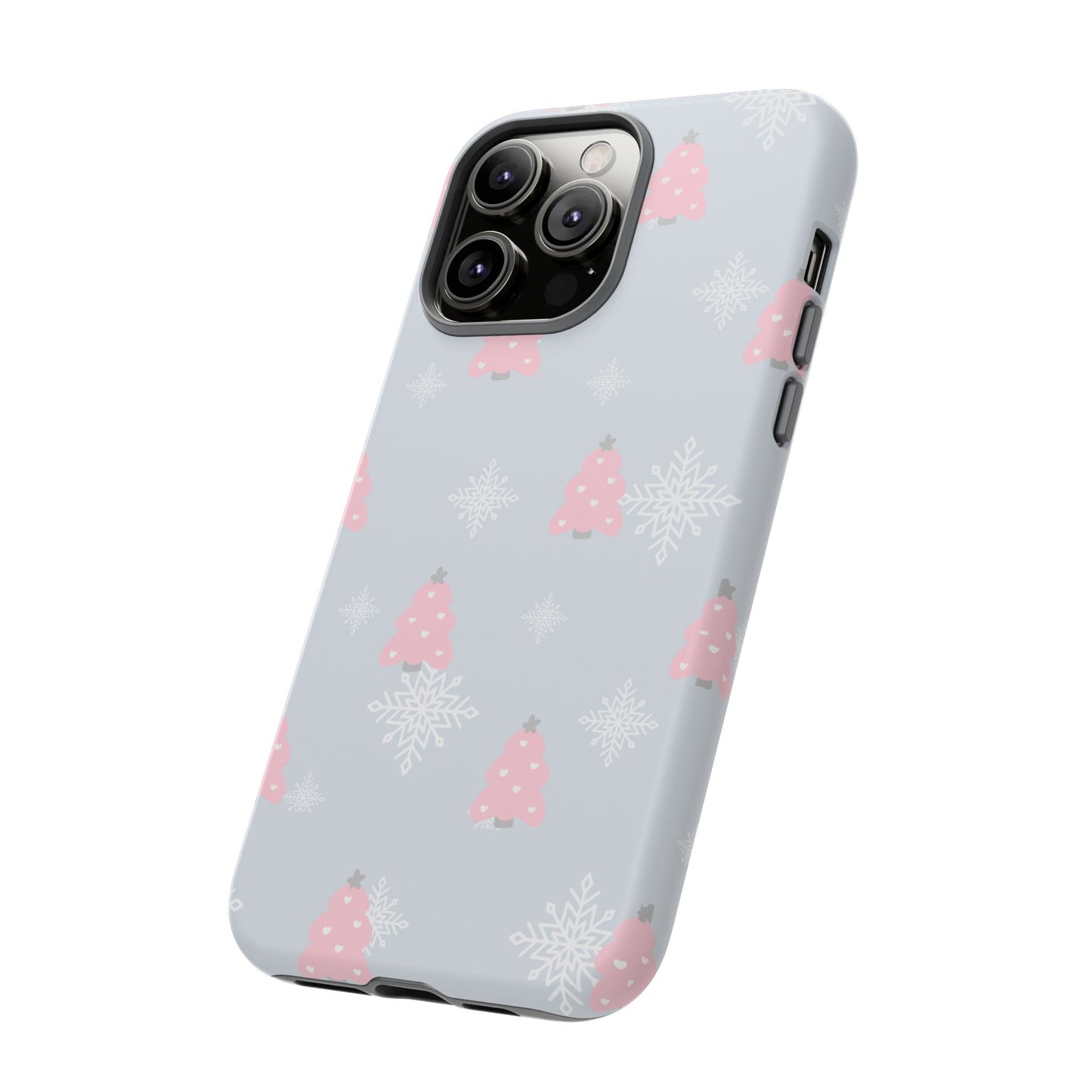 Christmas Pink Tree Tough Phone Case — Cute Holiday Snowflake Design