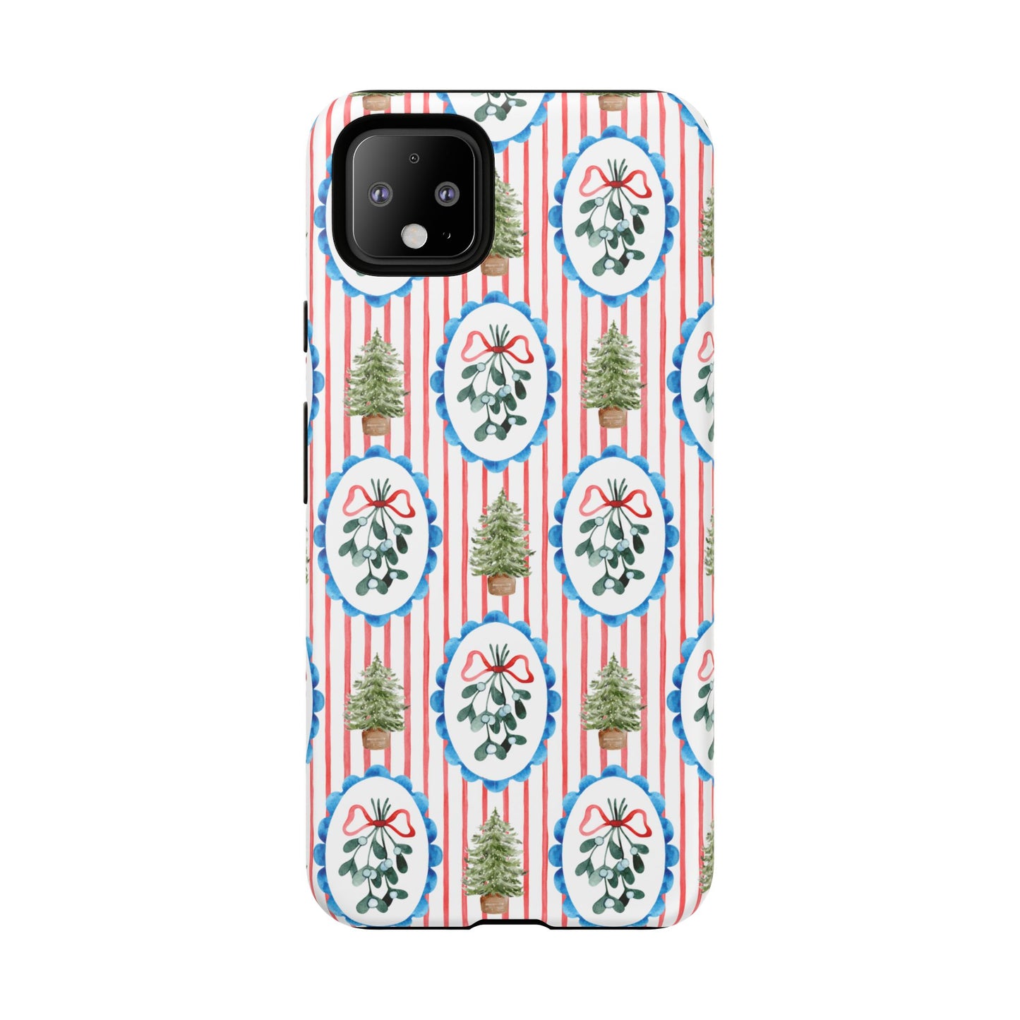 Christmas Wreath & Tree Pattern Phone Case — Festive Holiday Tough Case